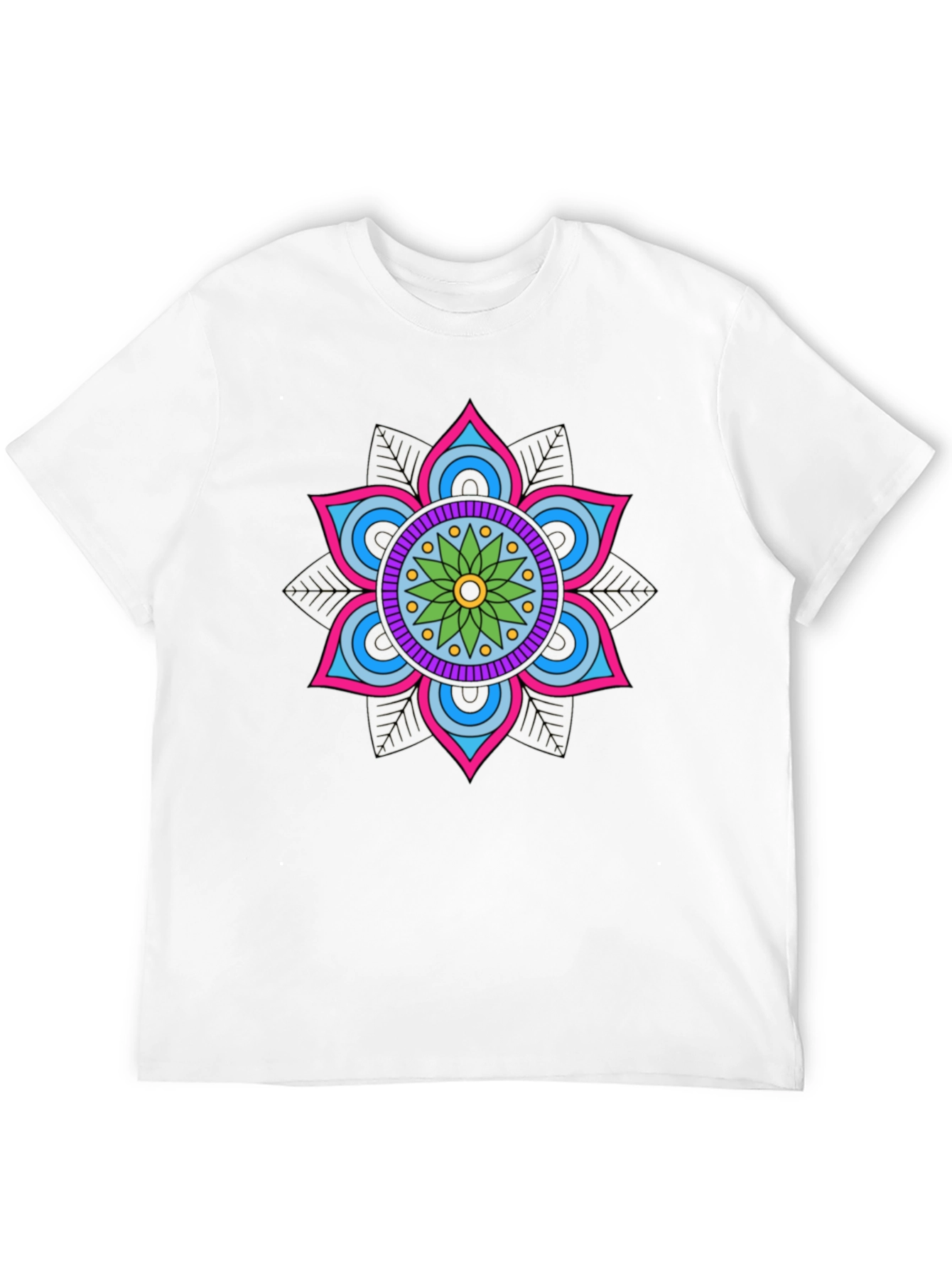 Mandala Flower Graphic Tee - Stylish Cotton Blend