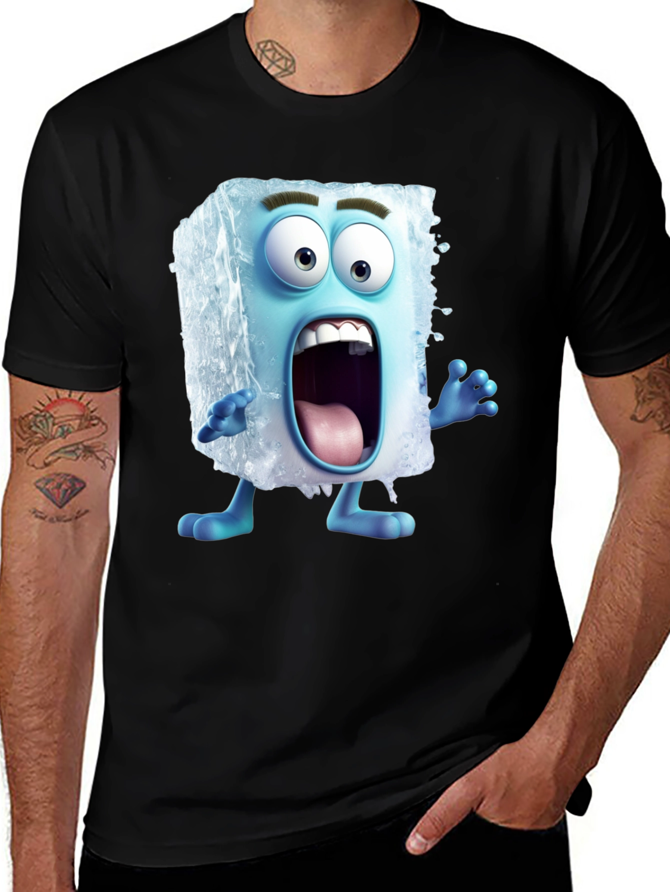 Cartoon Ice Cube Graphic T-Shirt