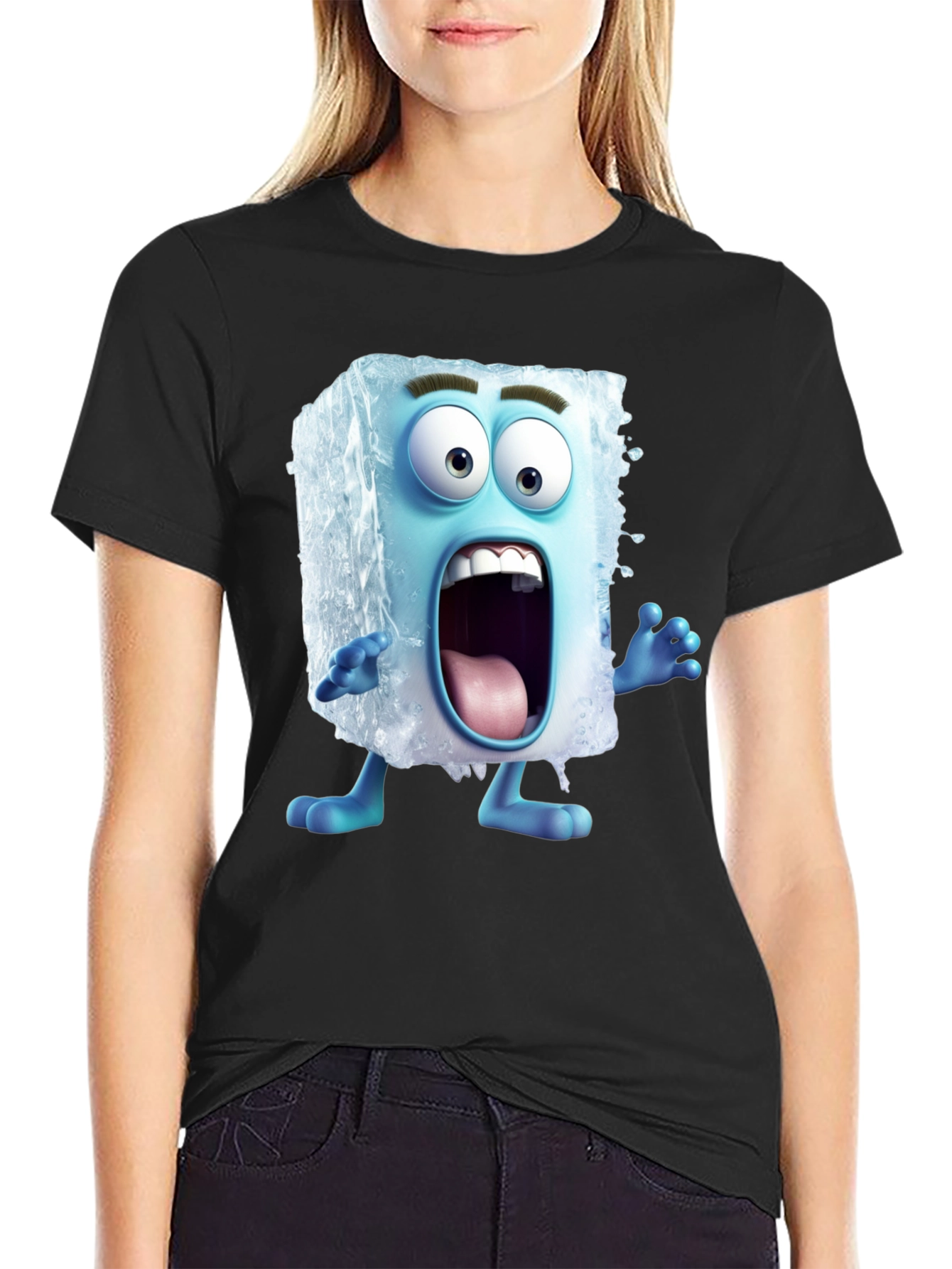 Cartoon Ice Cube Graphic T-Shirt