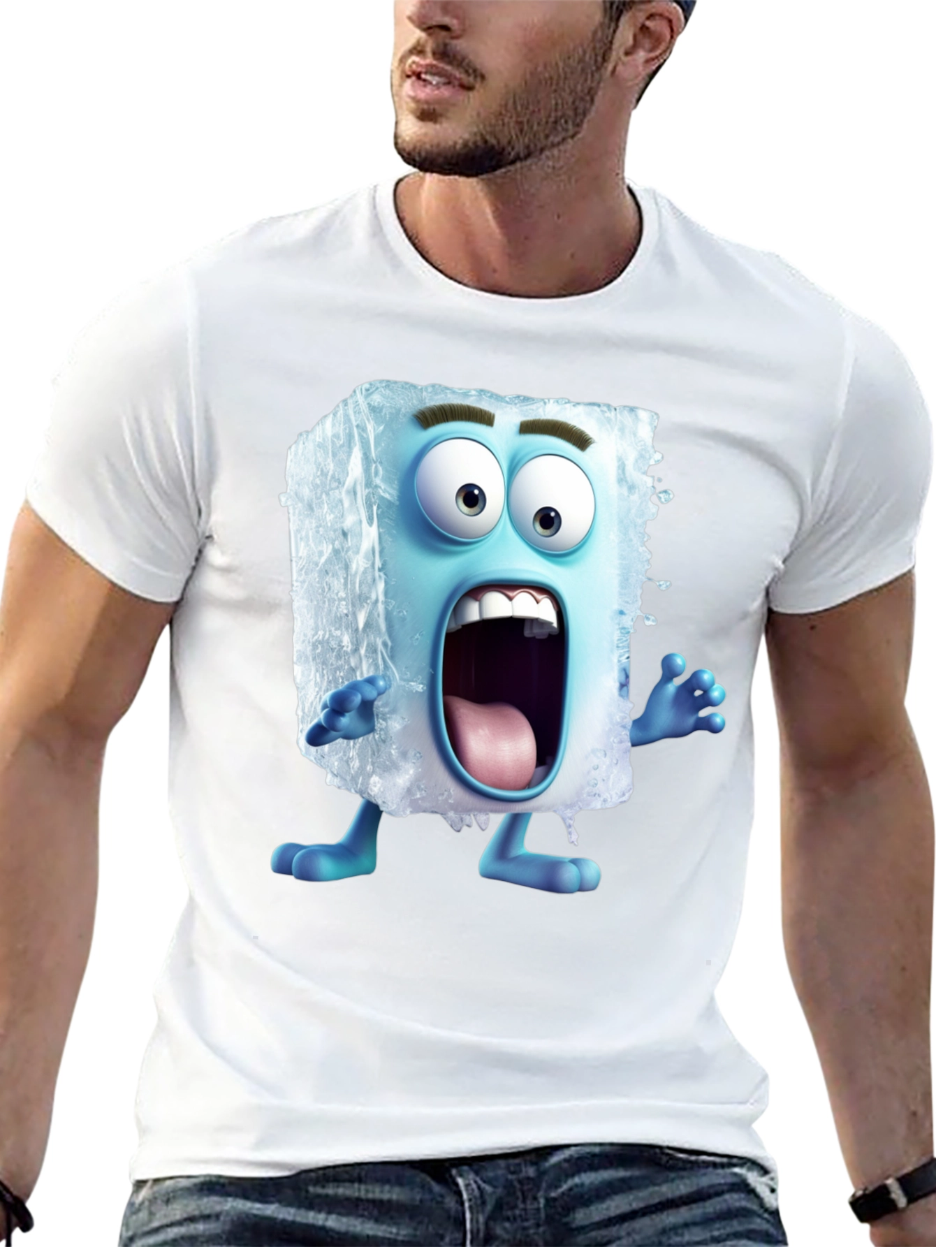 Cartoon Ice Cube Graphic T-Shirt