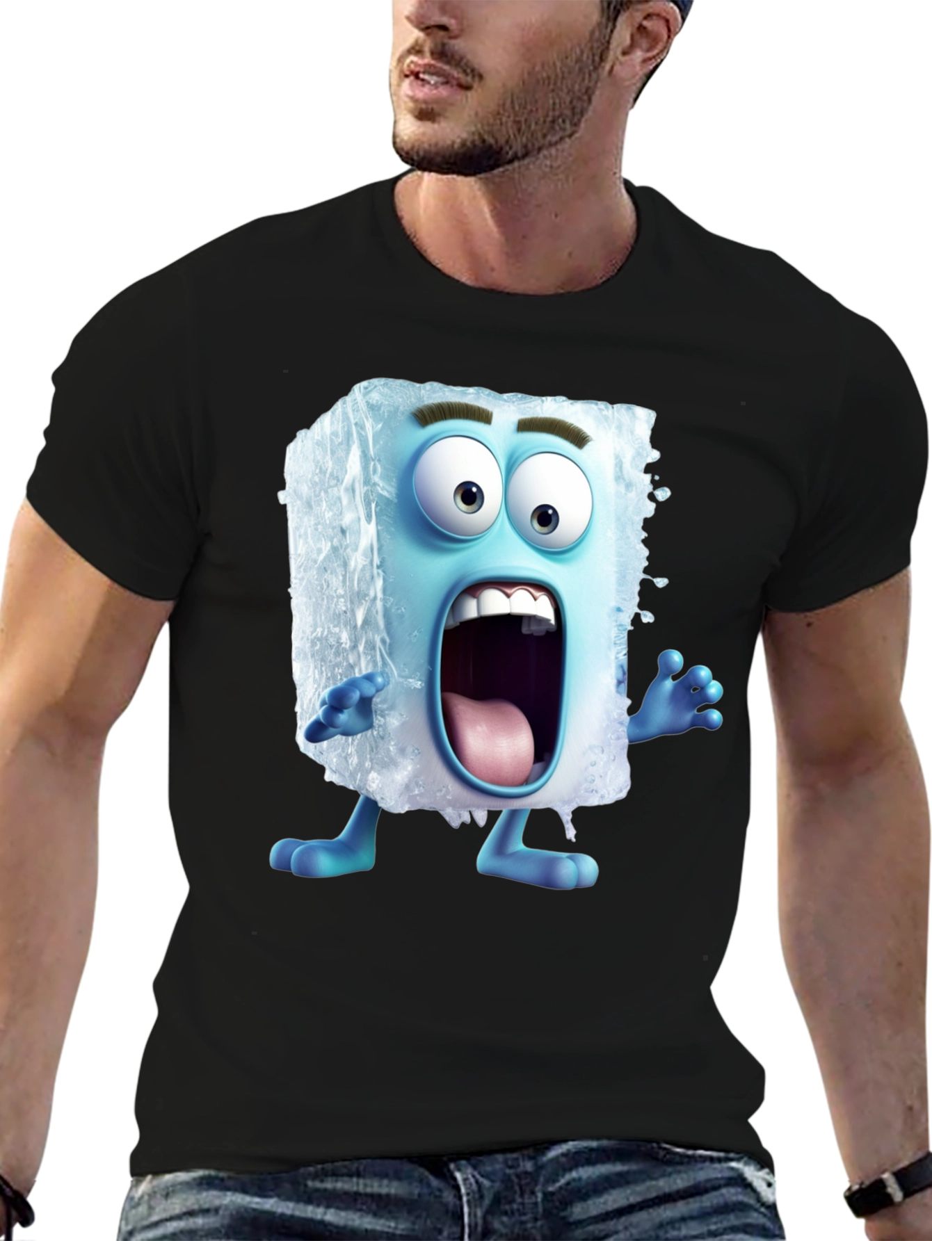 Cartoon Ice Cube Graphic T-Shirt