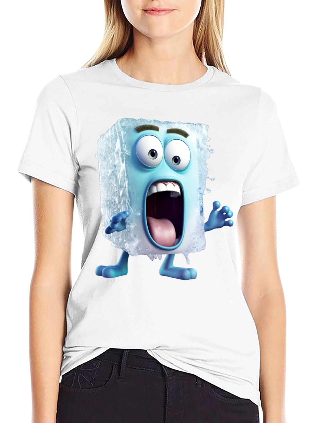 Cartoon Ice Cube Graphic T-Shirt