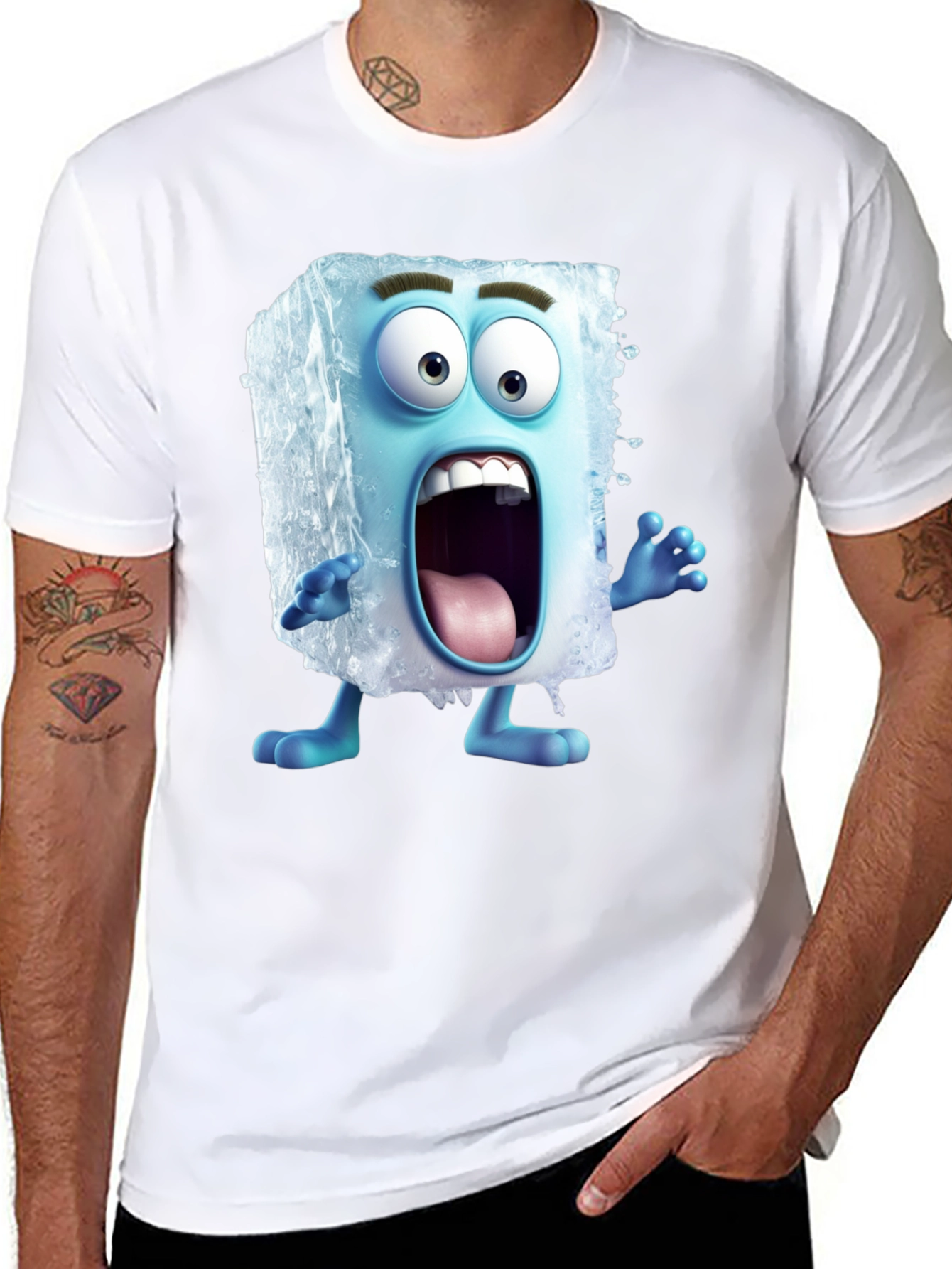 Cartoon Ice Cube Graphic T-Shirt