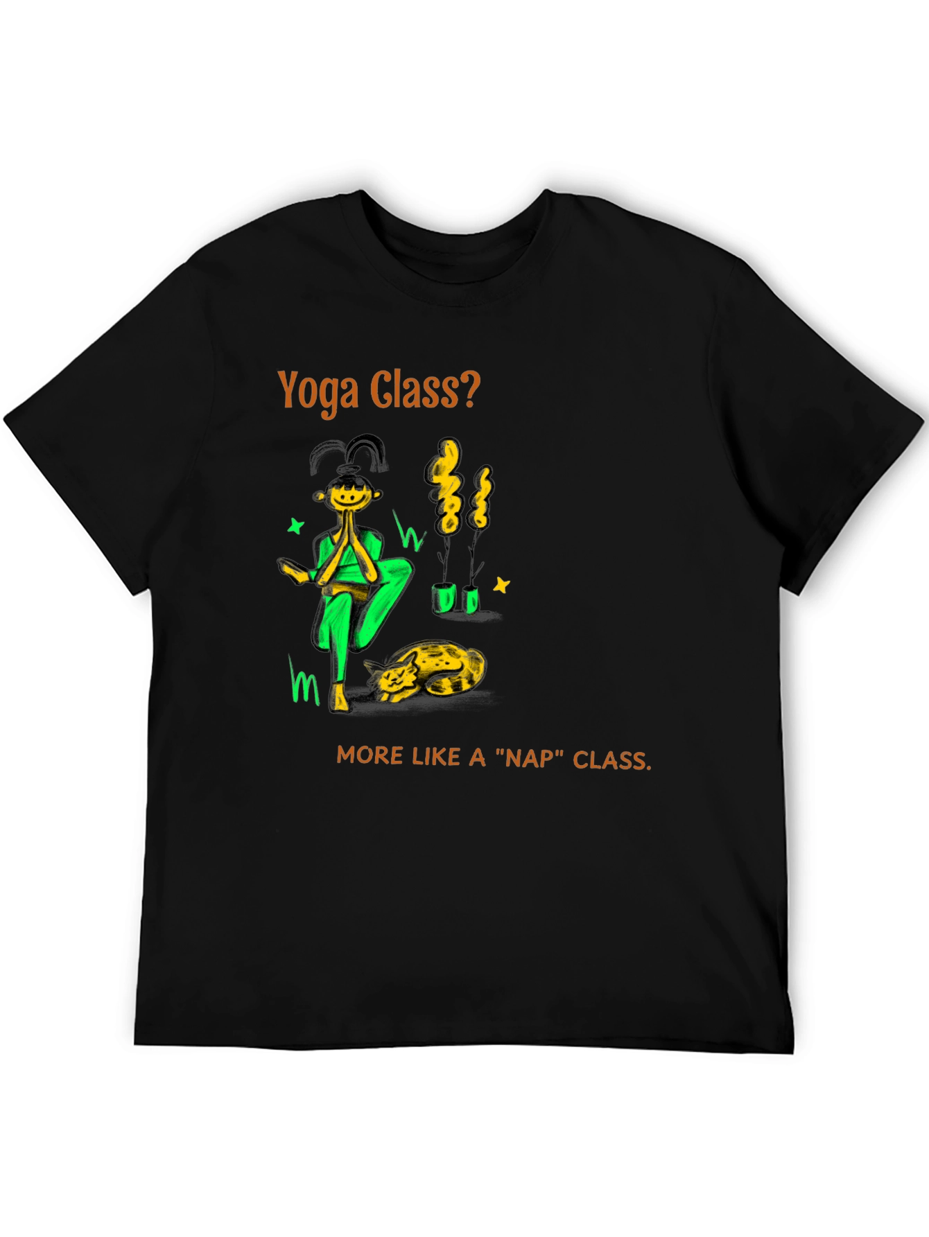 Yoga Nap Class Black Cotton T-Shirt