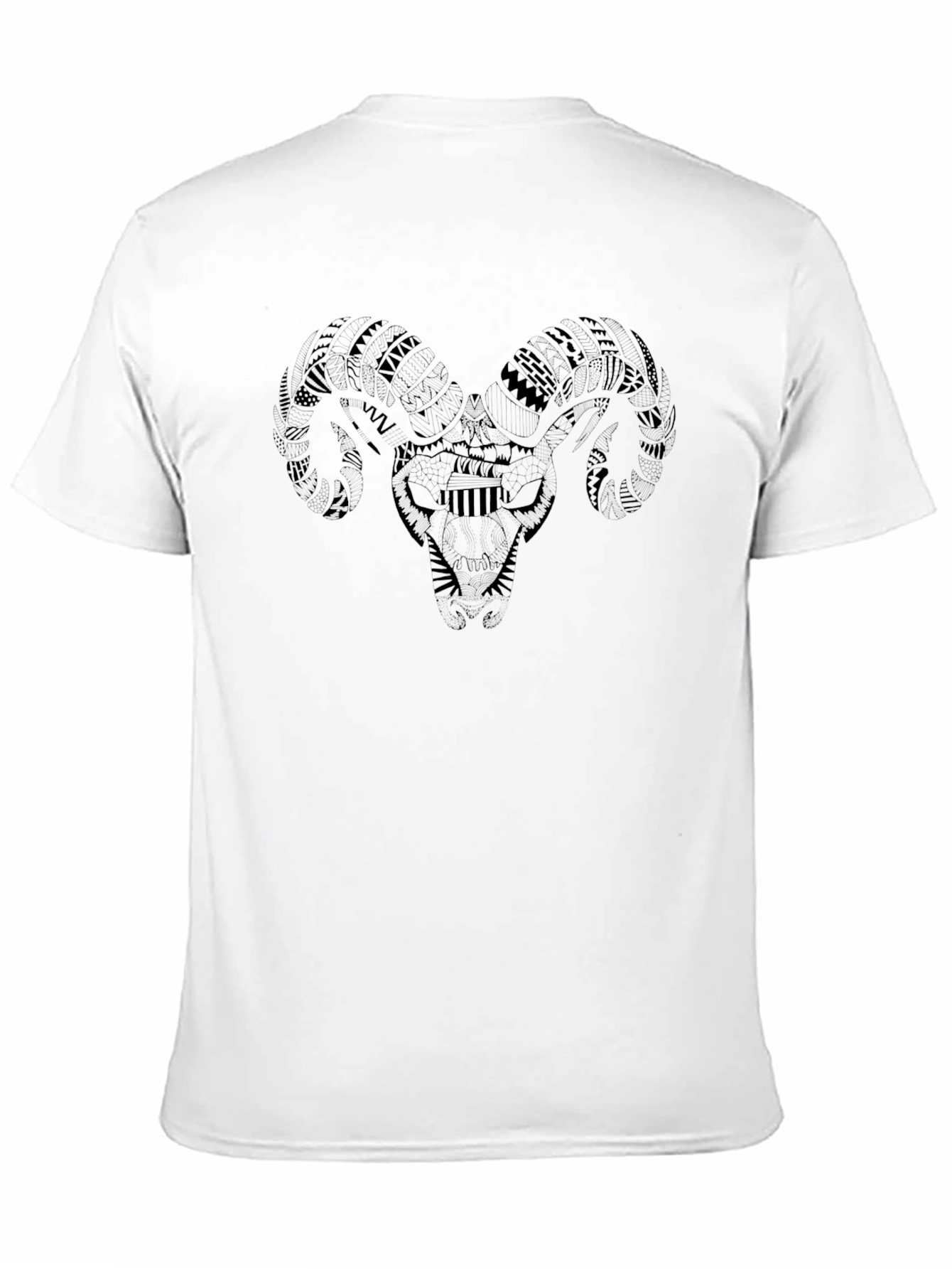 Tribal Ram Skull Graphic Black T-Shirt