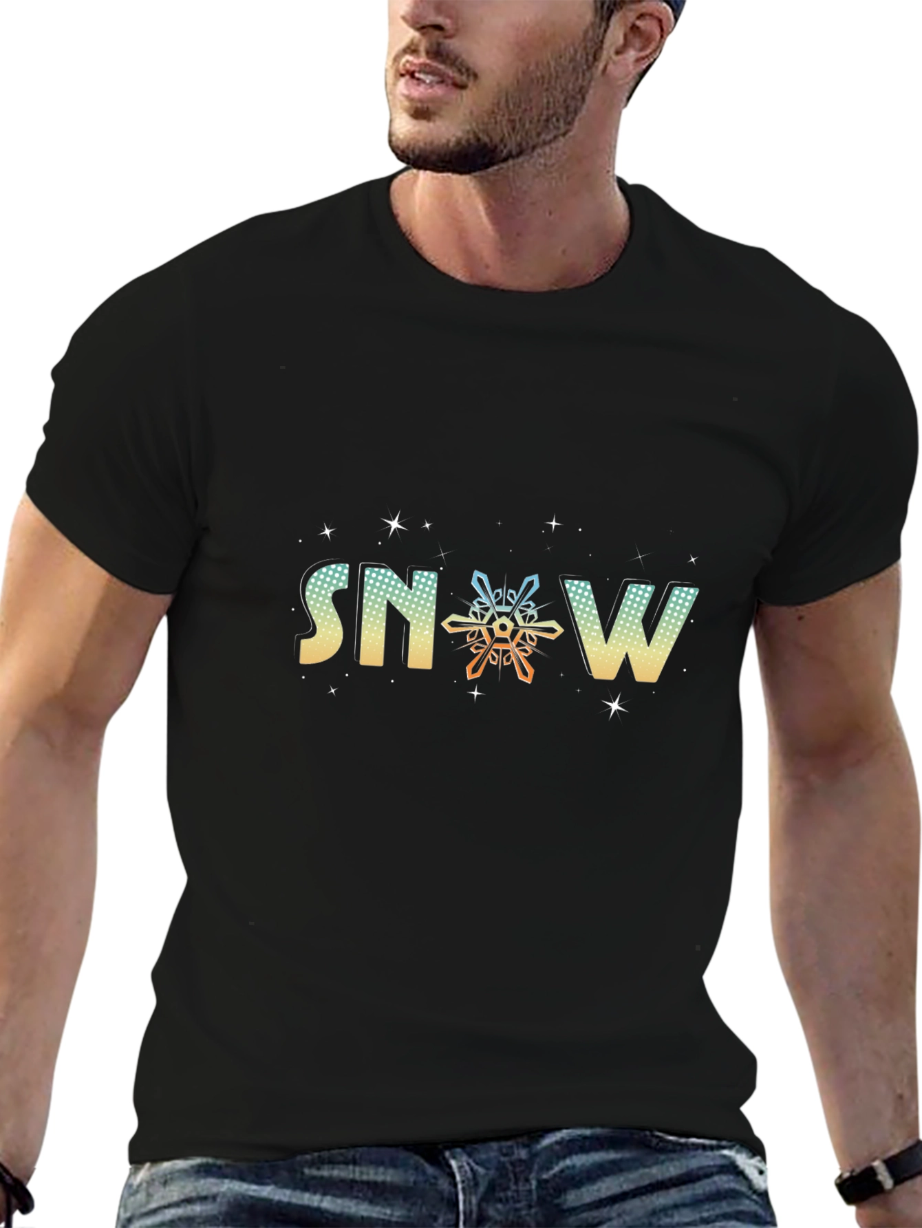 Snowflake Graphic Black Tee