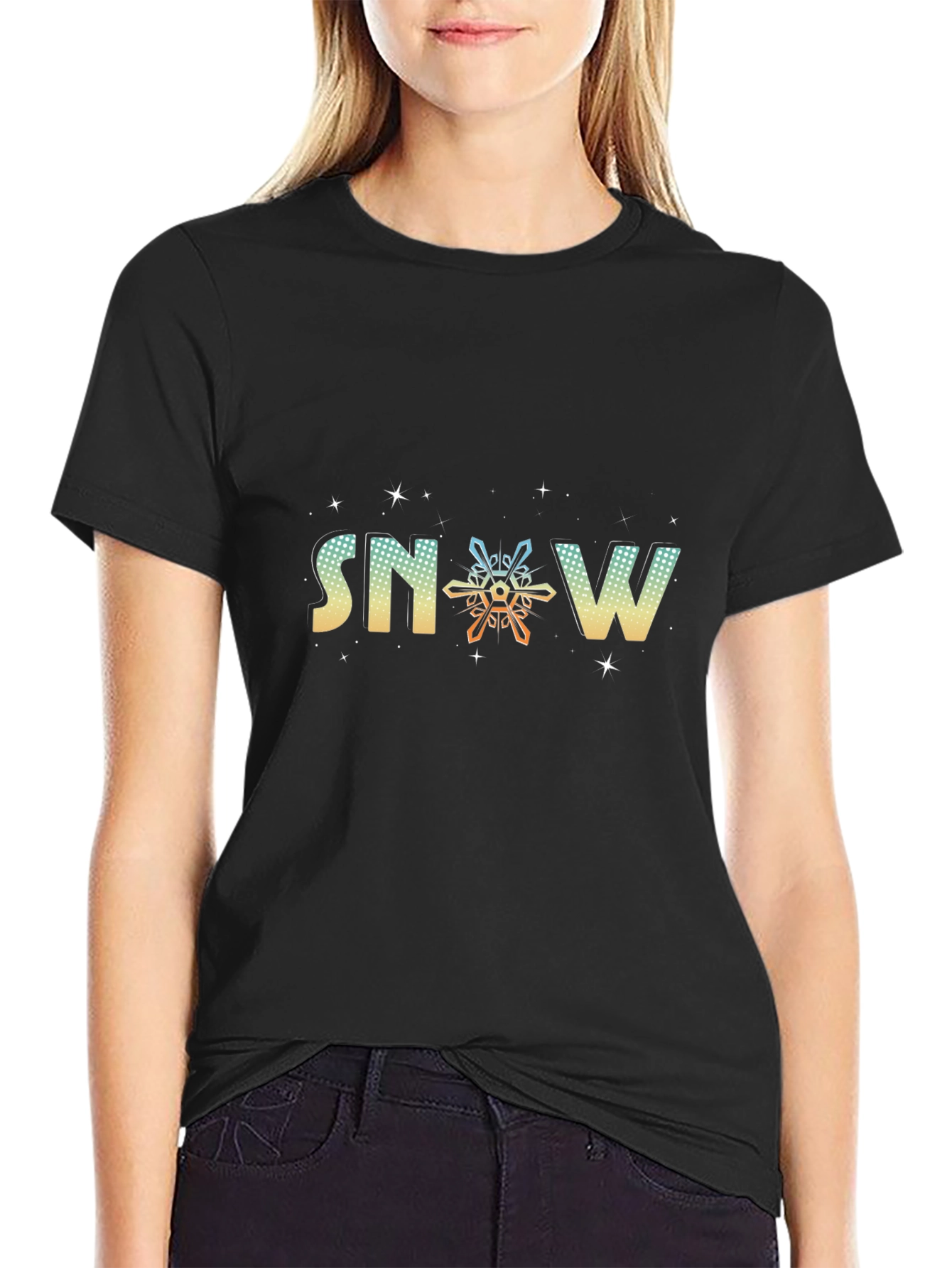 Snowflake Graphic Black Tee