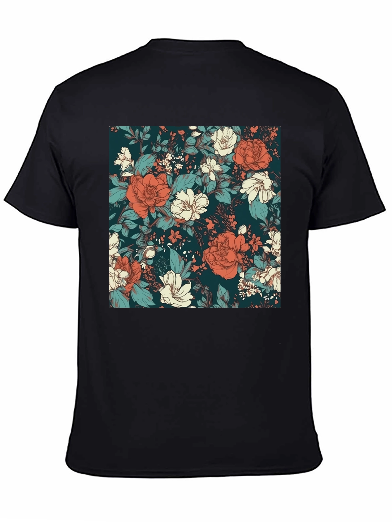 Floral Print Black T-Shirt - Elegant Style