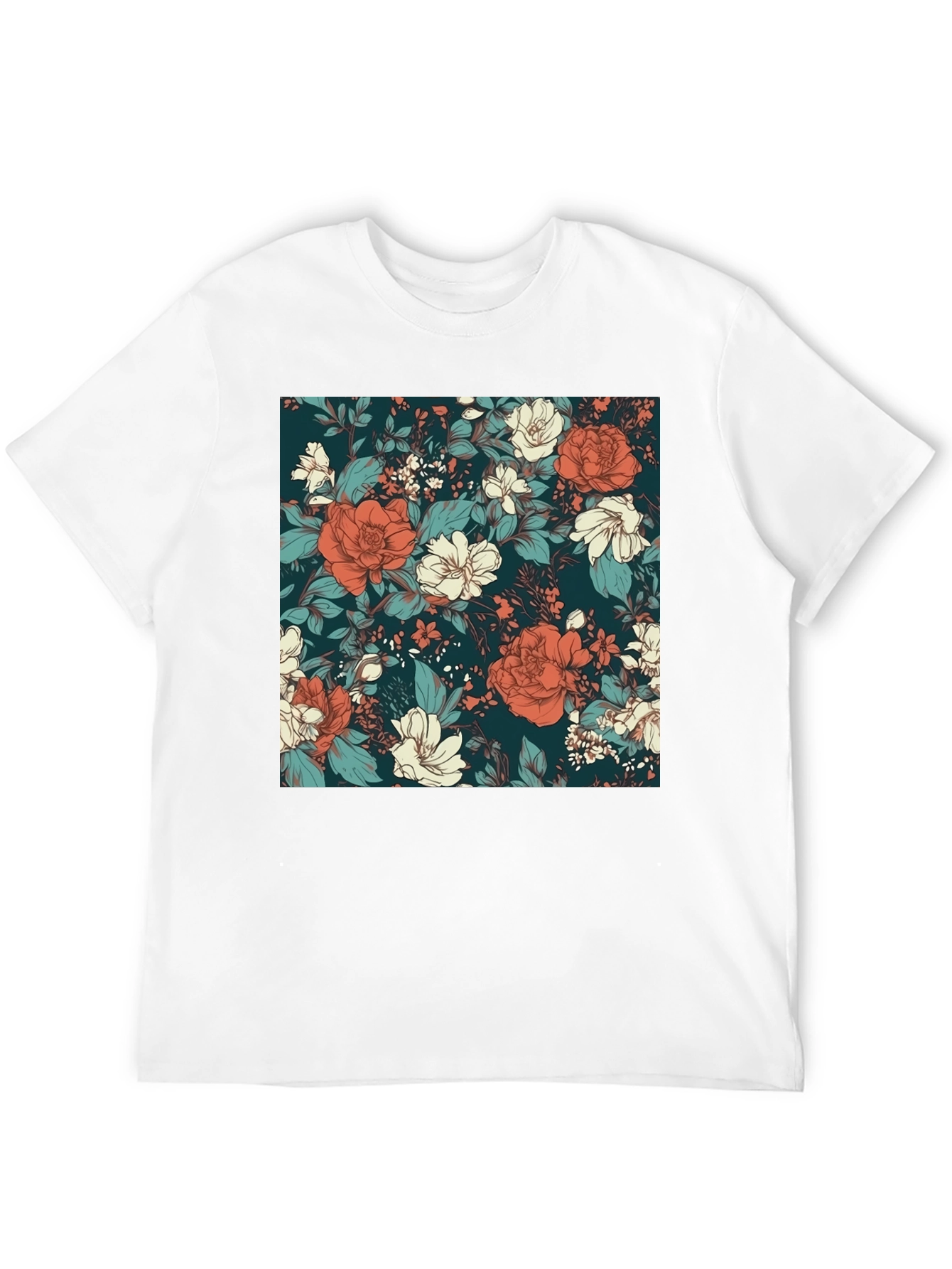 Floral Print Black T-Shirt - Elegant Style