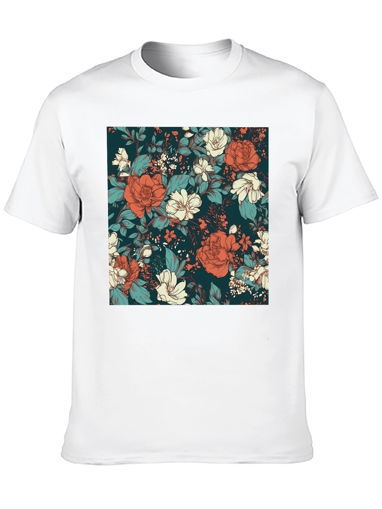 Floral Print Black T-Shirt - Elegant Style