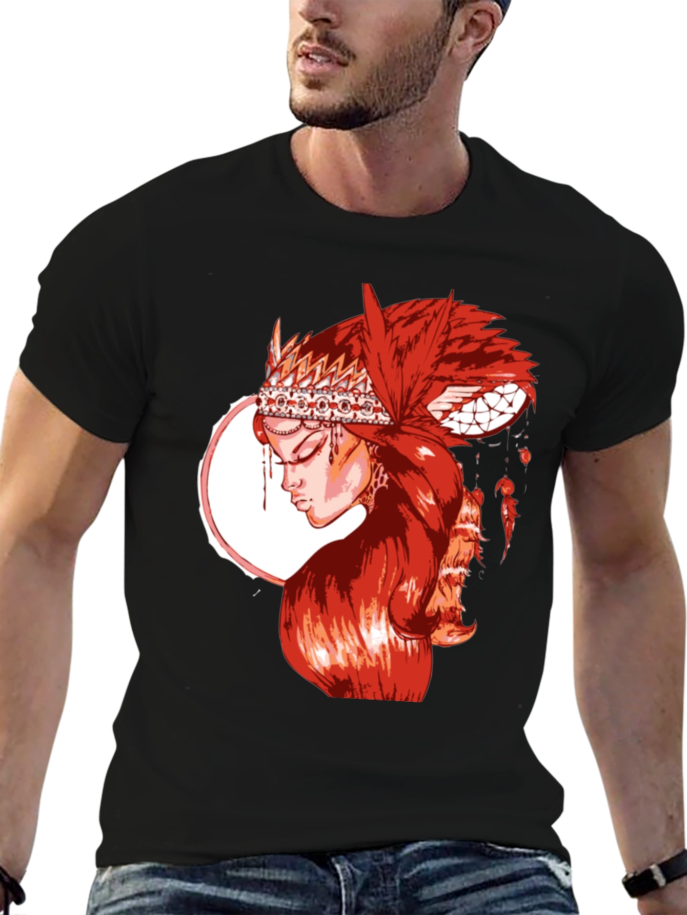 Red Indian Girl Graphic T-Shirt