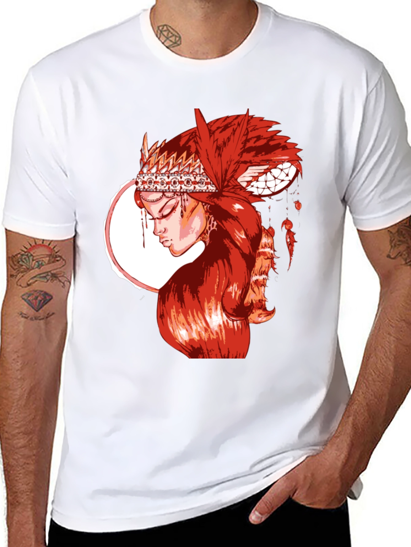 Red Indian Girl Graphic T-Shirt