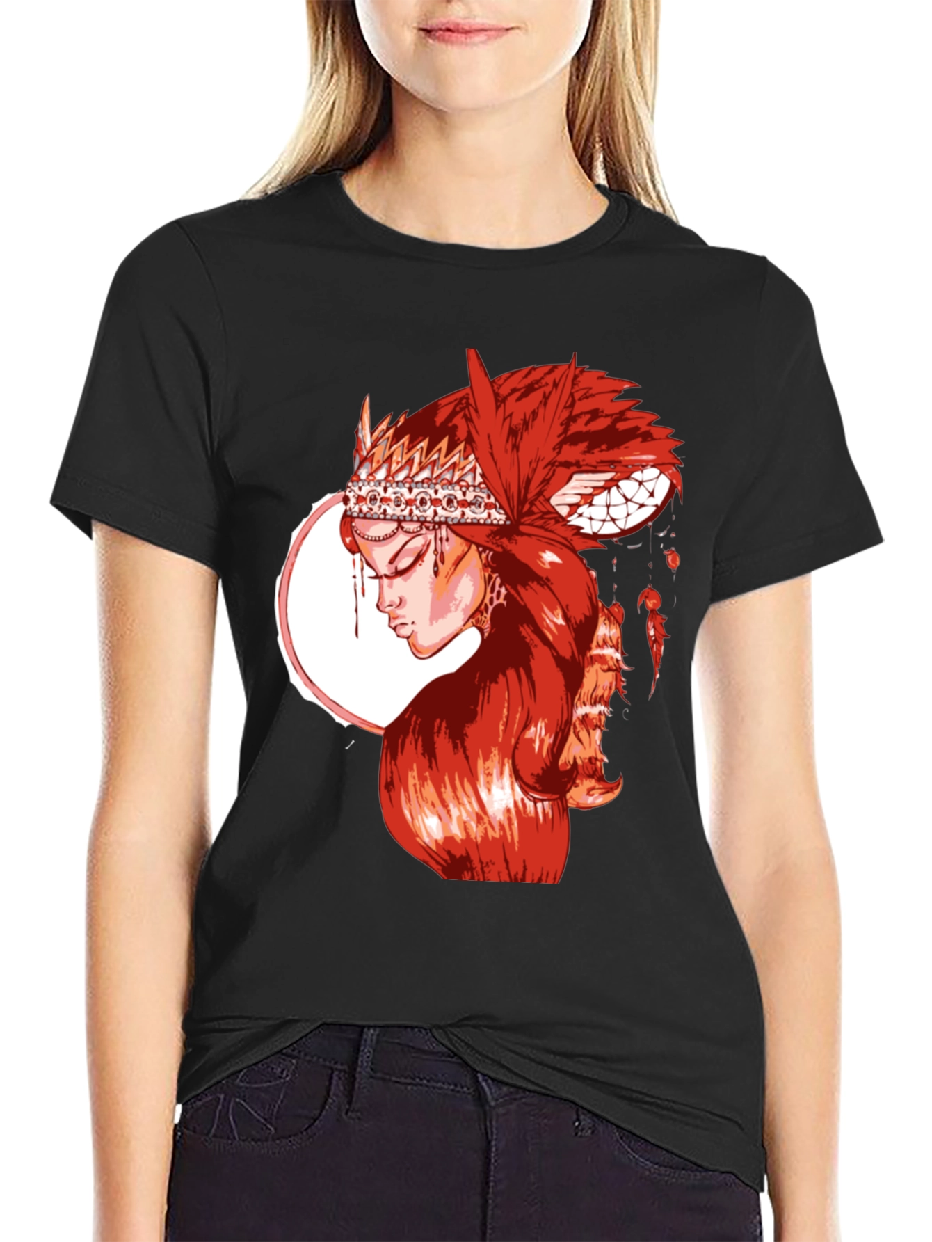 Red Indian Girl Graphic T-Shirt