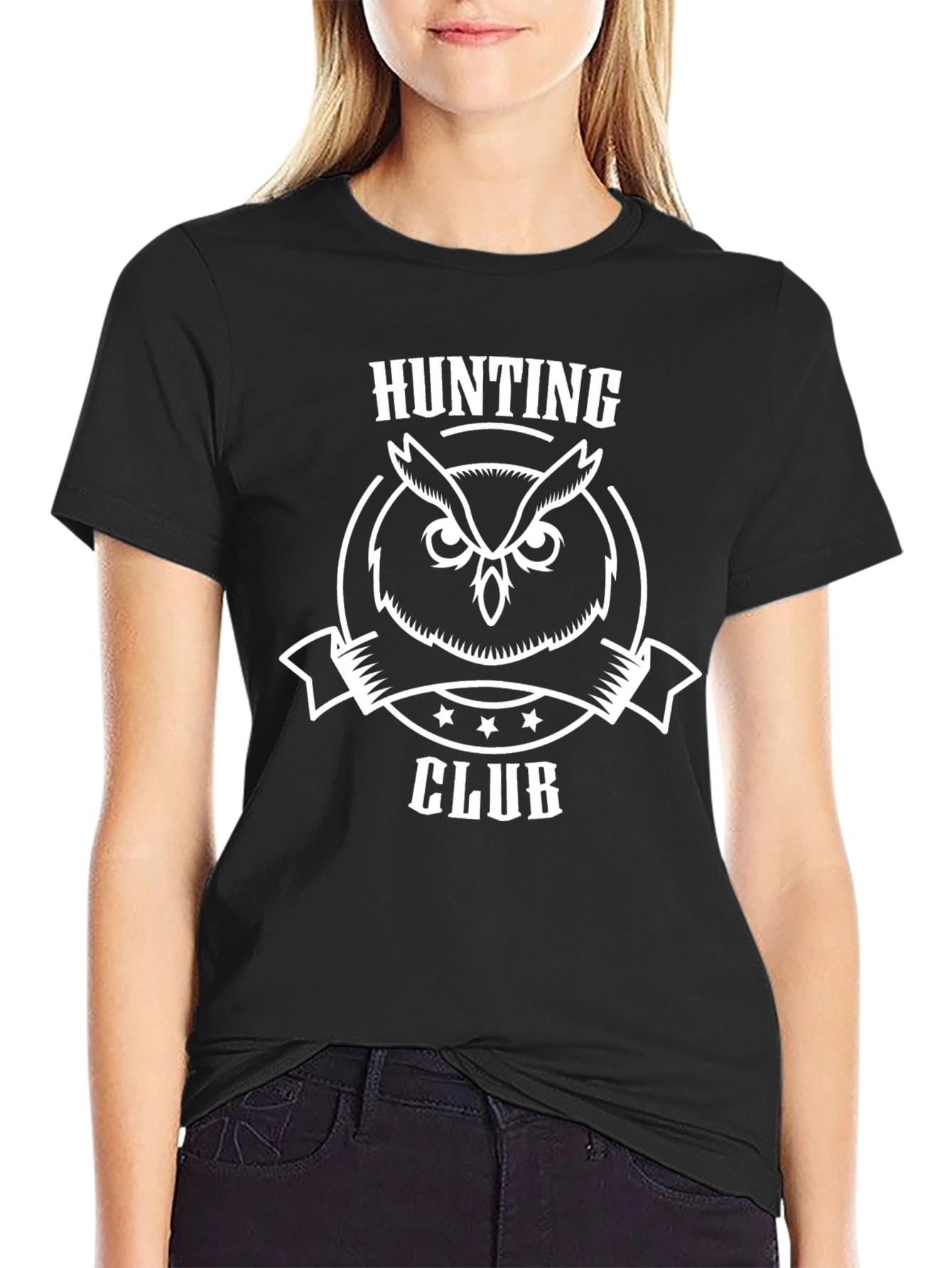 Hunting Club Owl T-Shirt - Black Cotton Tee