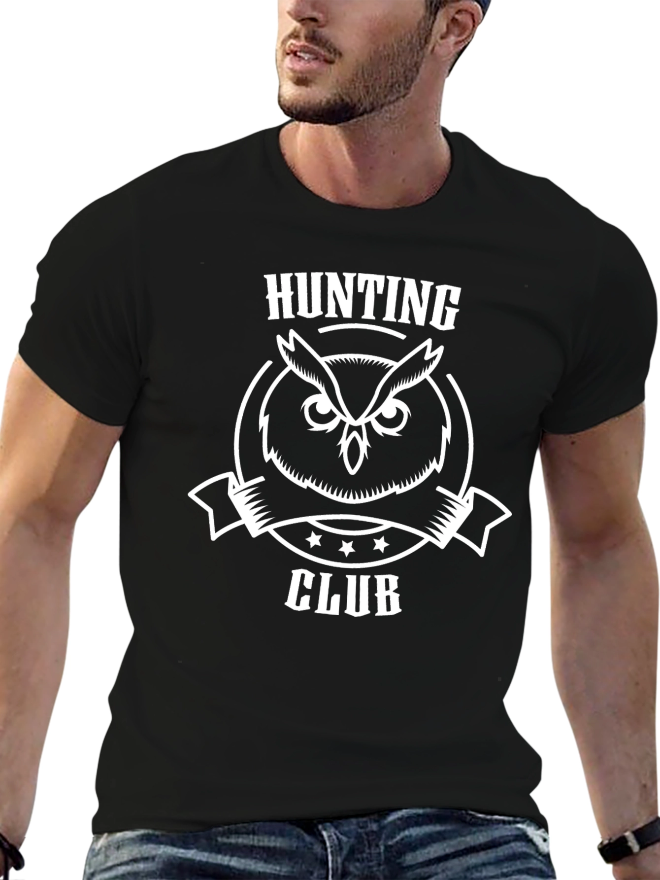 Hunting Club Owl T-Shirt - Black Cotton Tee