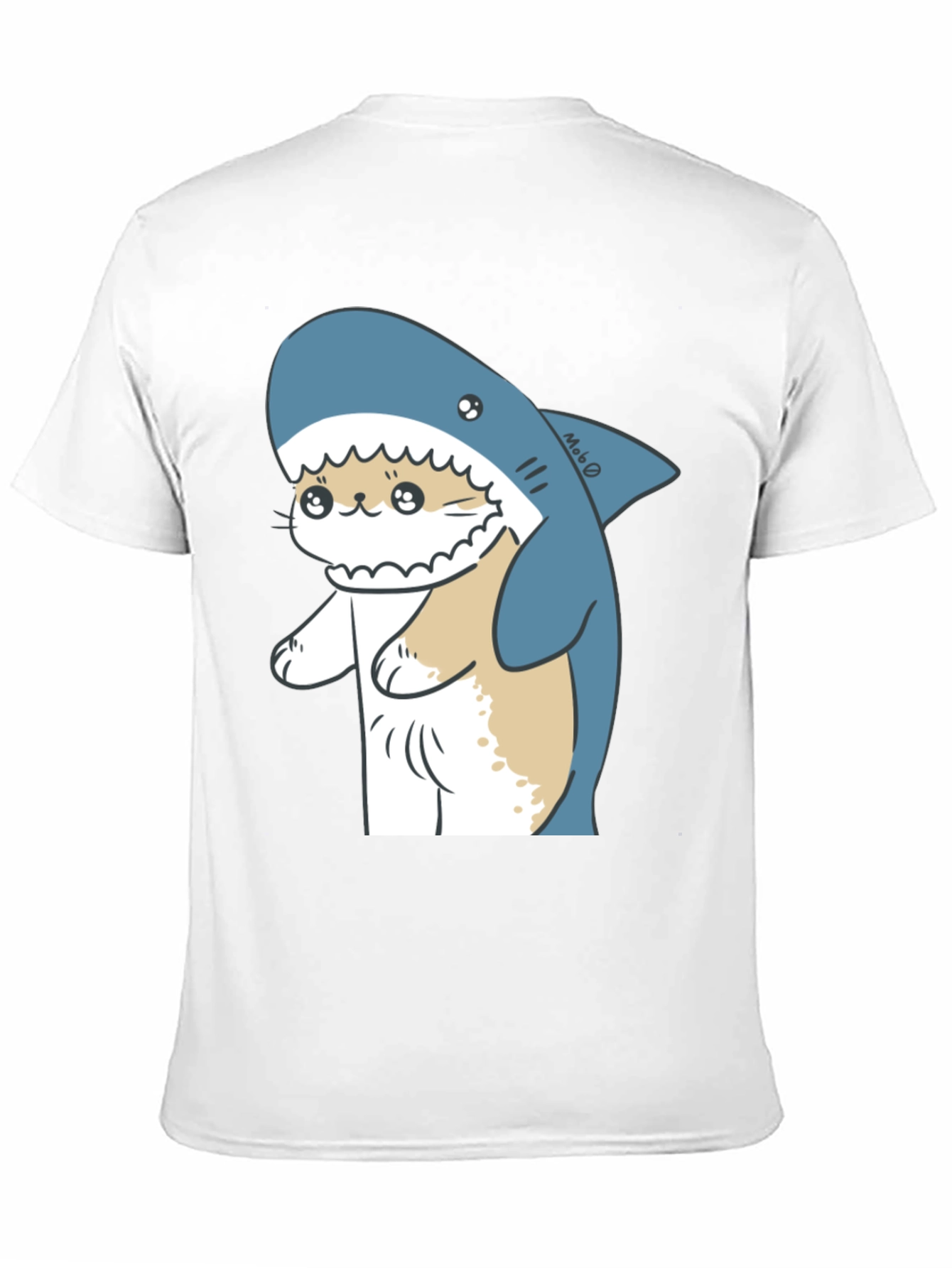 Cute Cat Shark Graphic Black T-Shirt
