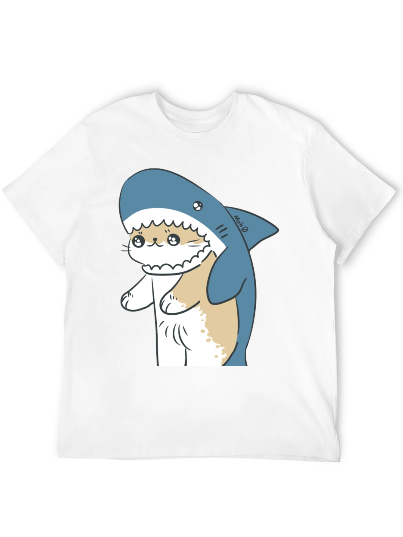 Cute Cat Shark Graphic Black T-Shirt