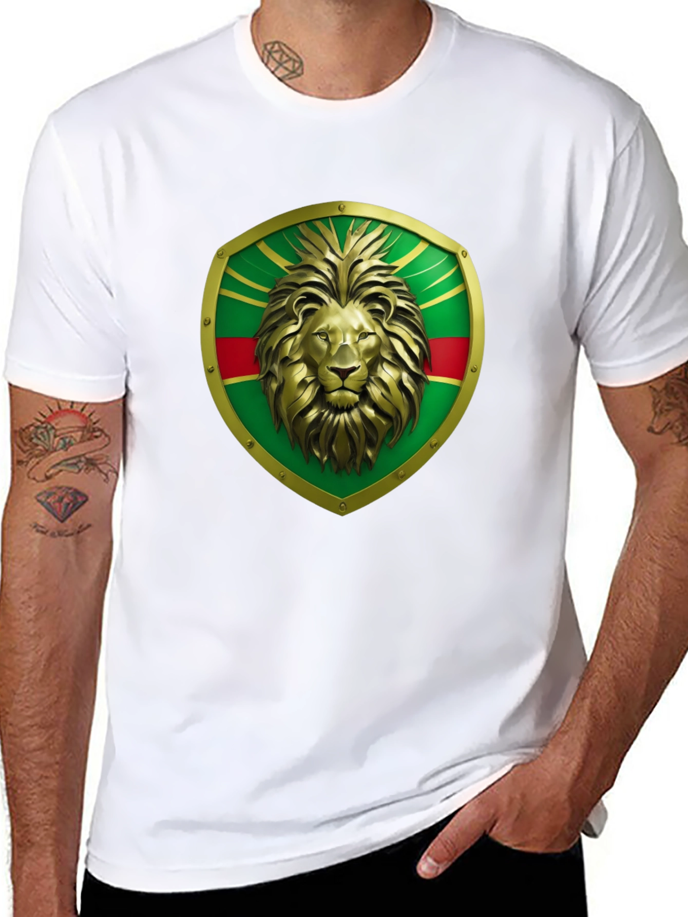 Lion Shield Graphic Tee - Bold Statement T-Shirt