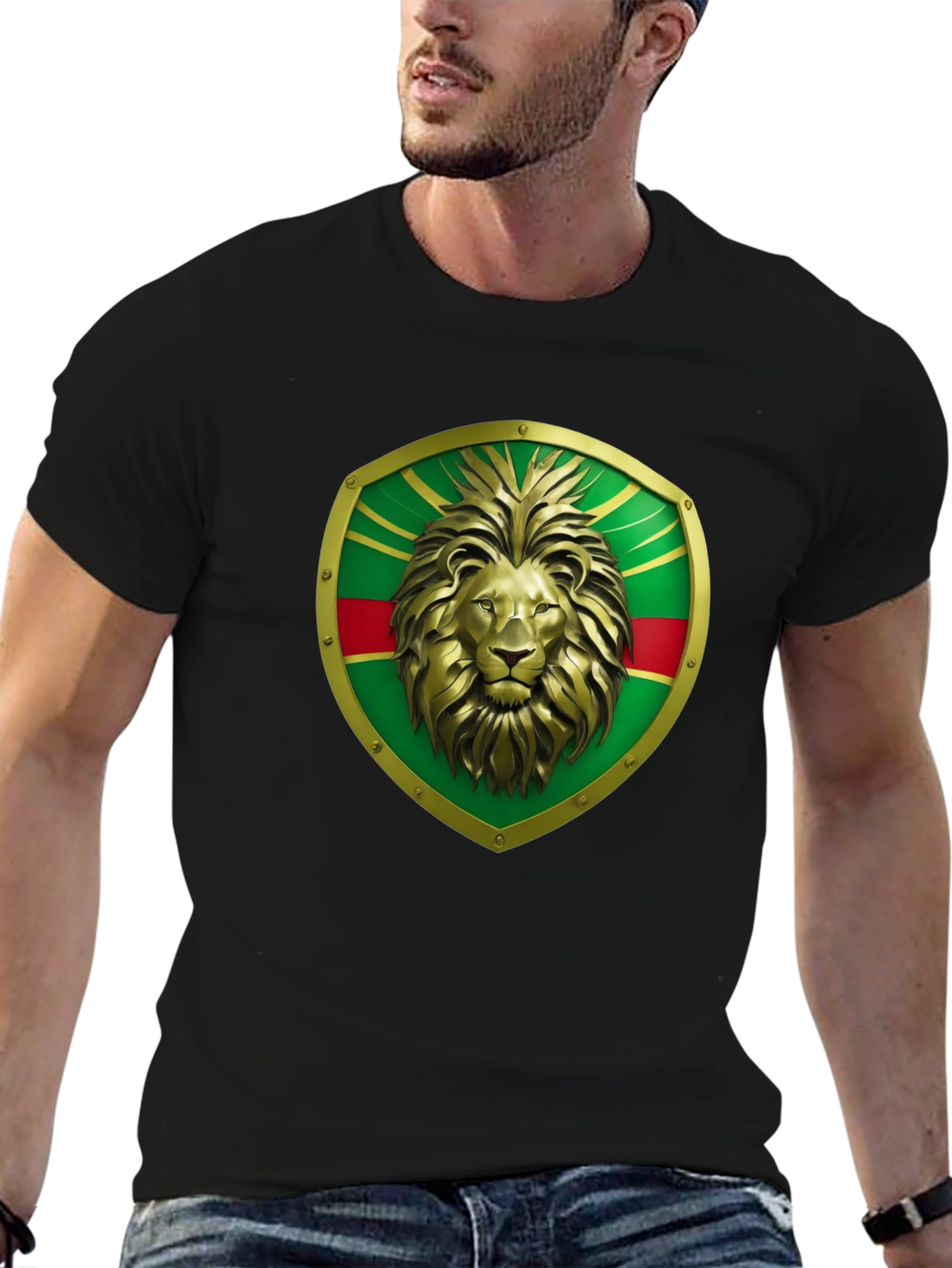 Lion Shield Graphic Tee - Bold Statement T-Shirt
