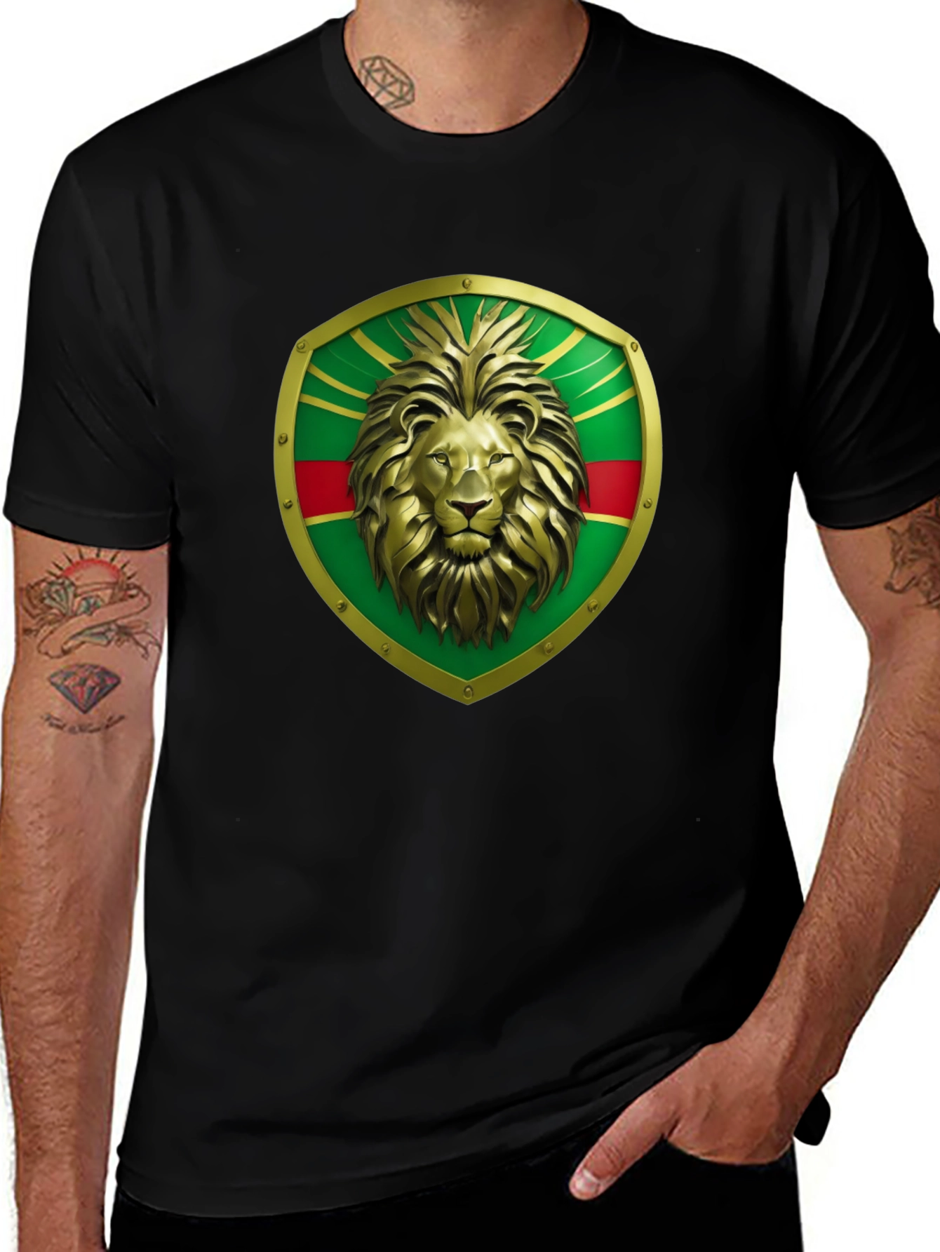 Lion Shield Graphic Tee - Bold Statement T-Shirt