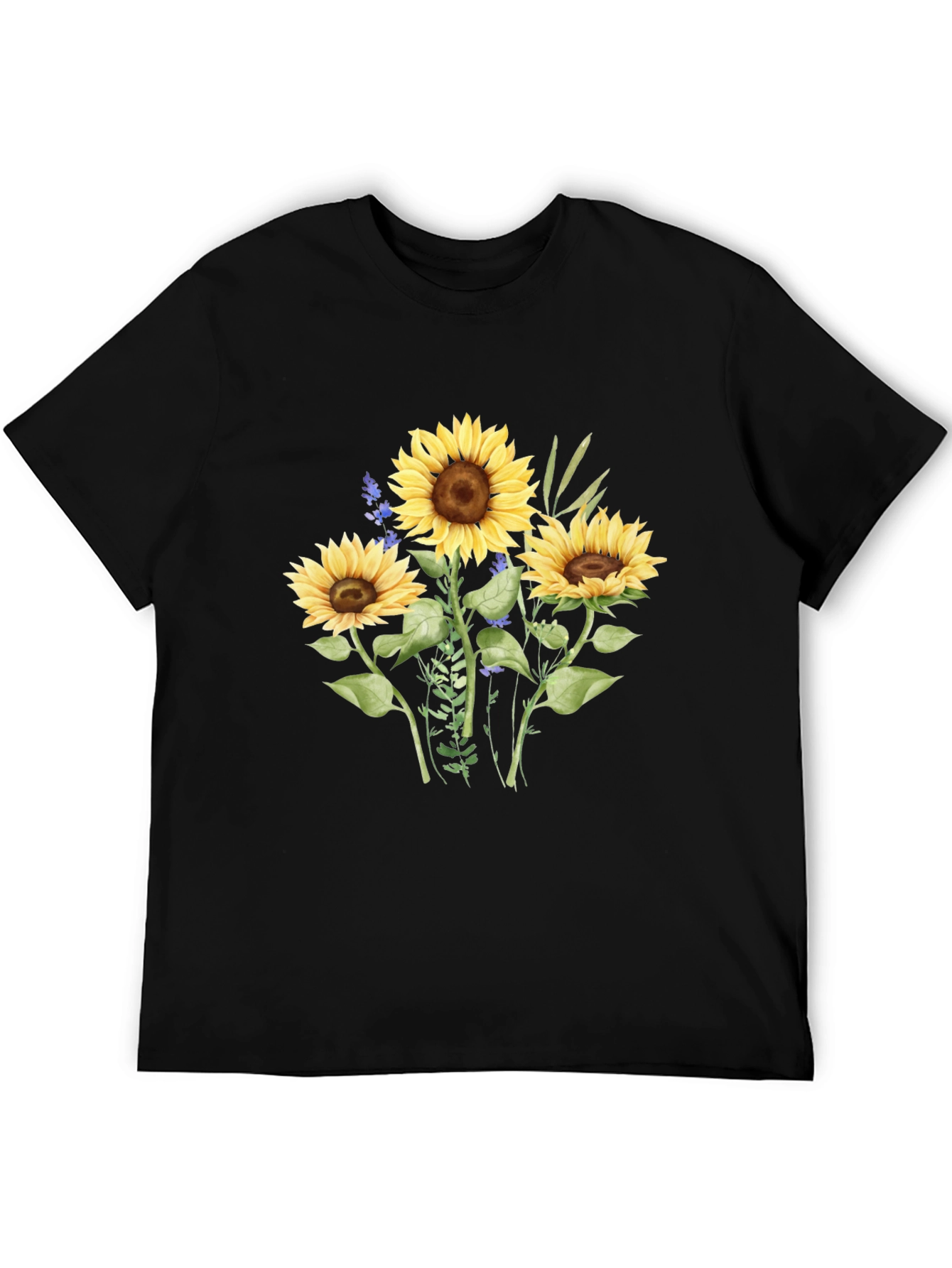 Sunflower Graphic Tee - Casual Black T-Shirt
