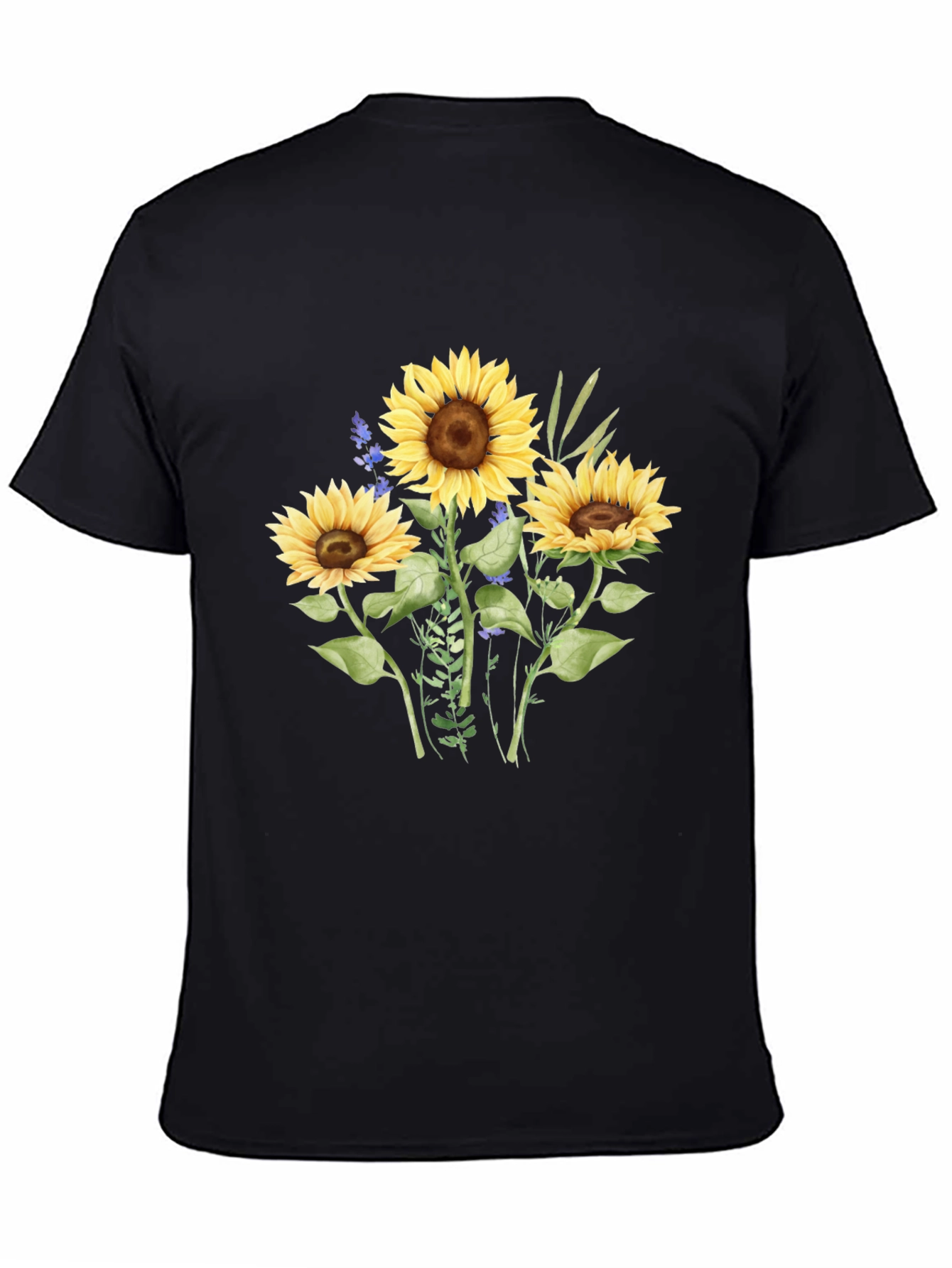 Sunflower Graphic Tee - Casual Black T-Shirt