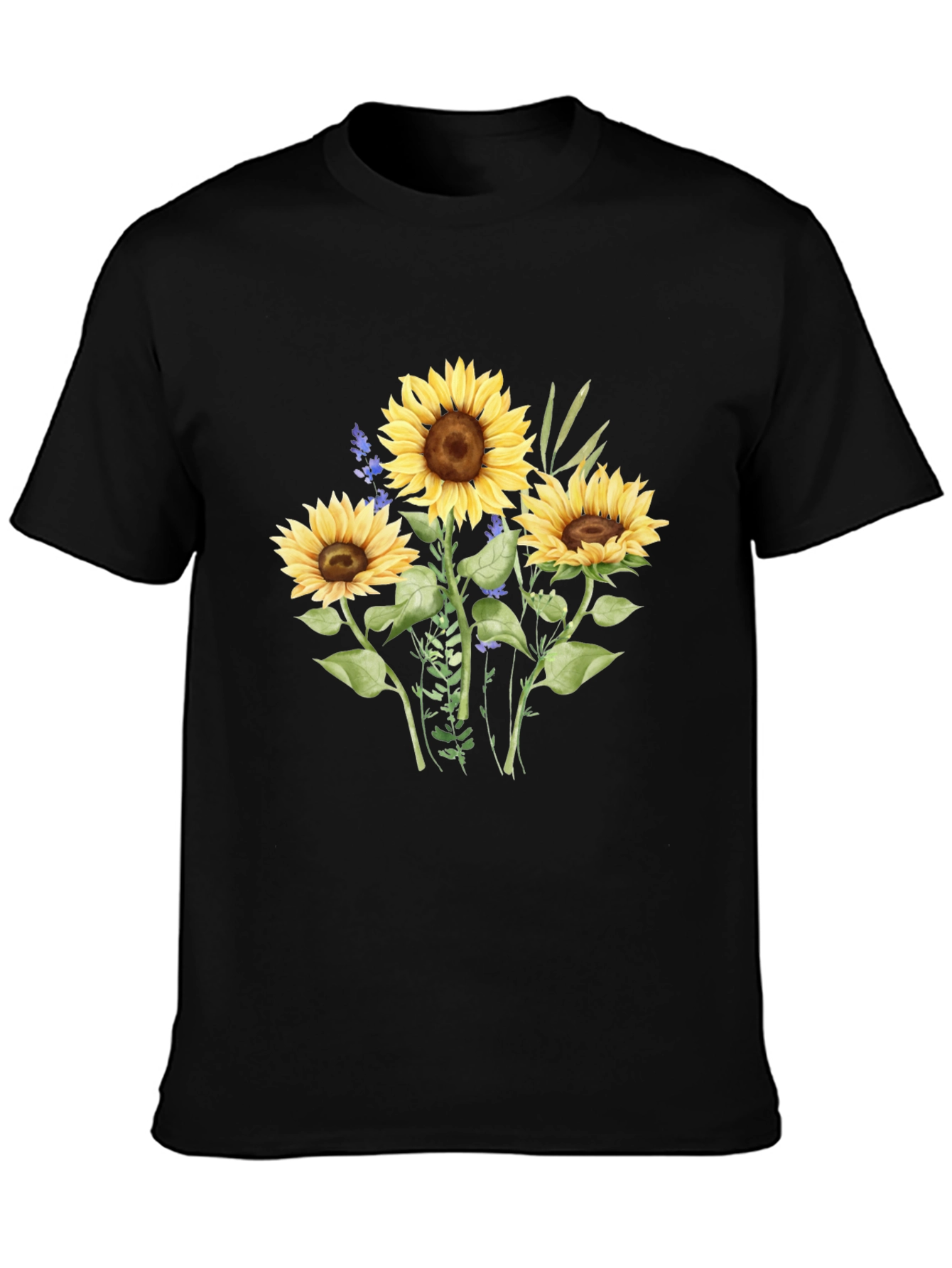 Sunflower Graphic Tee - Casual Black T-Shirt