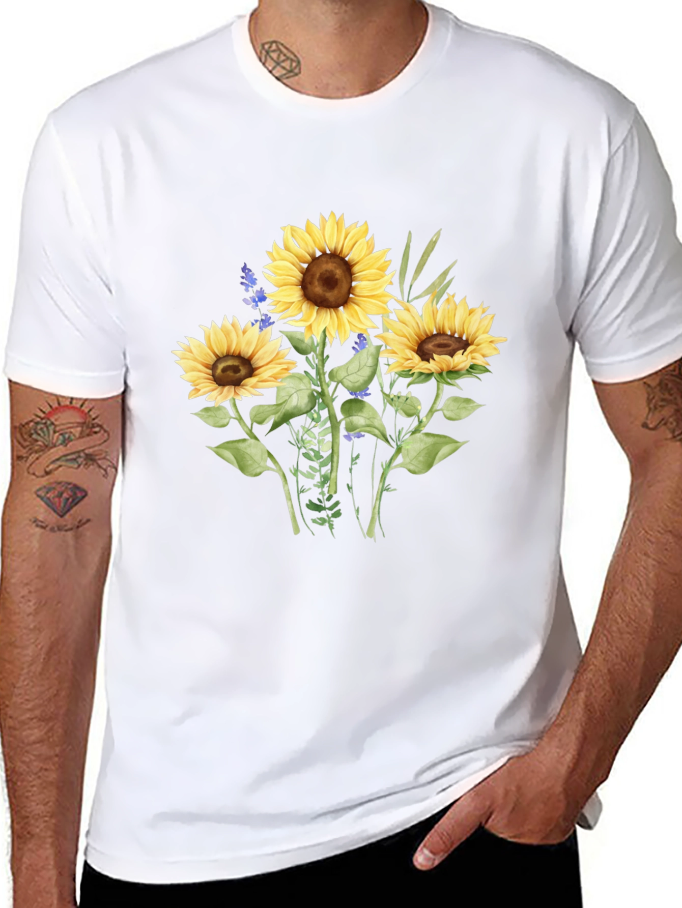 Sunflower Graphic Tee - Casual Black T-Shirt