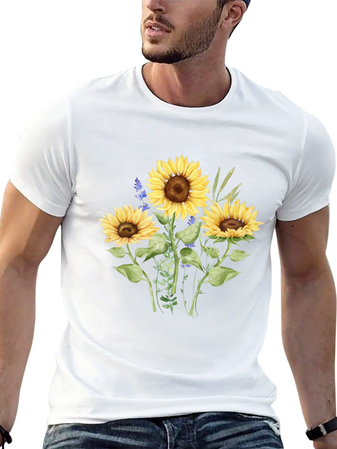 Sunflower Graphic Tee - Casual Black T-Shirt