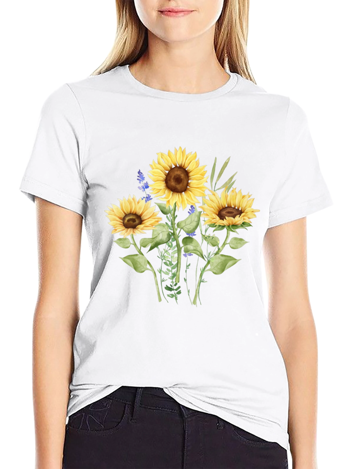 Sunflower Graphic Tee - Casual Black T-Shirt