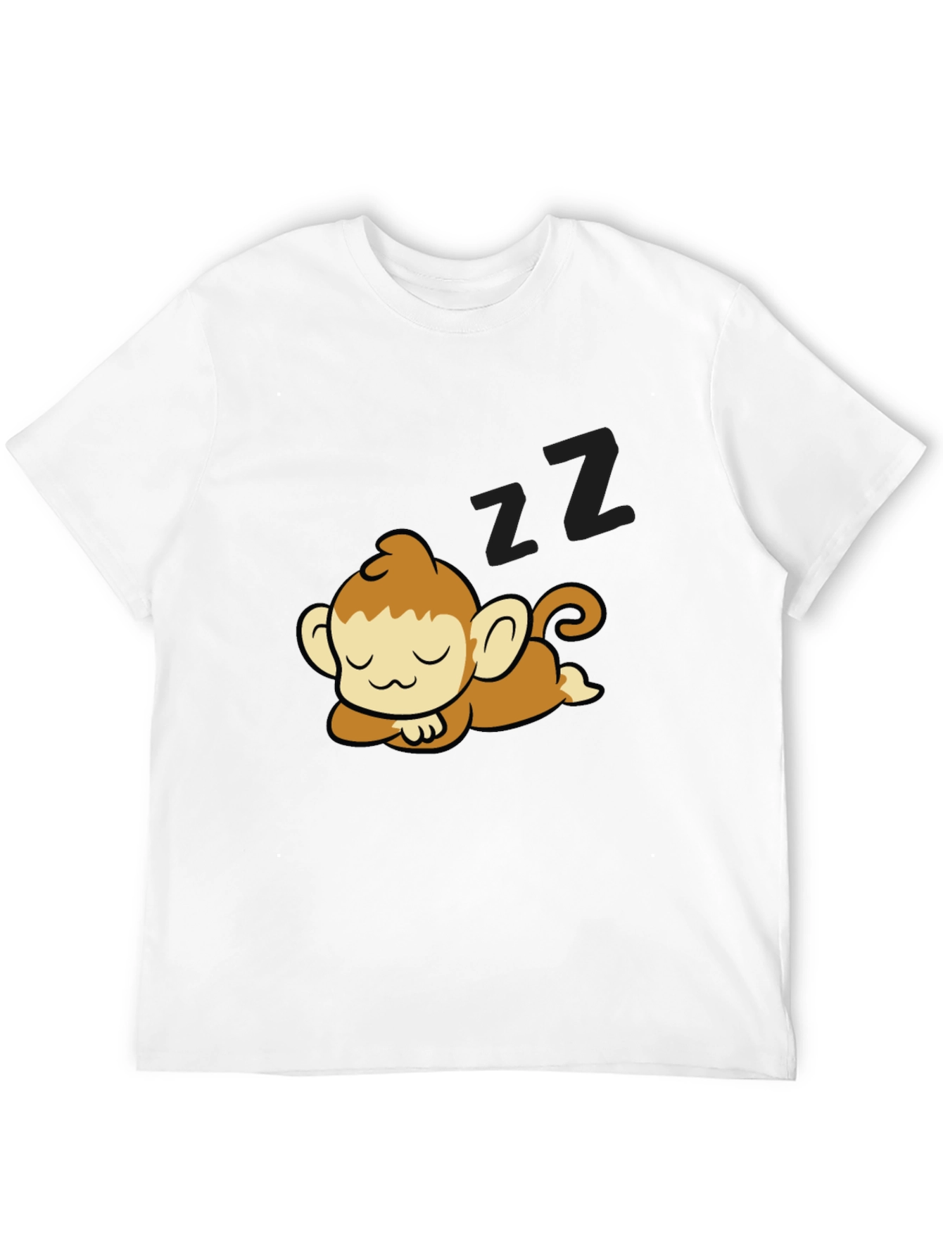 Cute Sleeping Monkey Graphic Tee - Casual Comfort