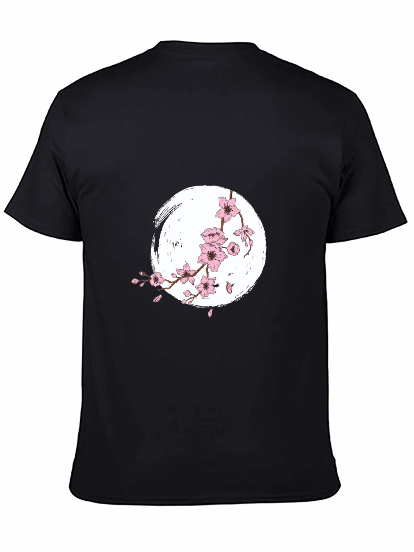 Sakura Blossom Graphic Tee - Black Cotton Shirt