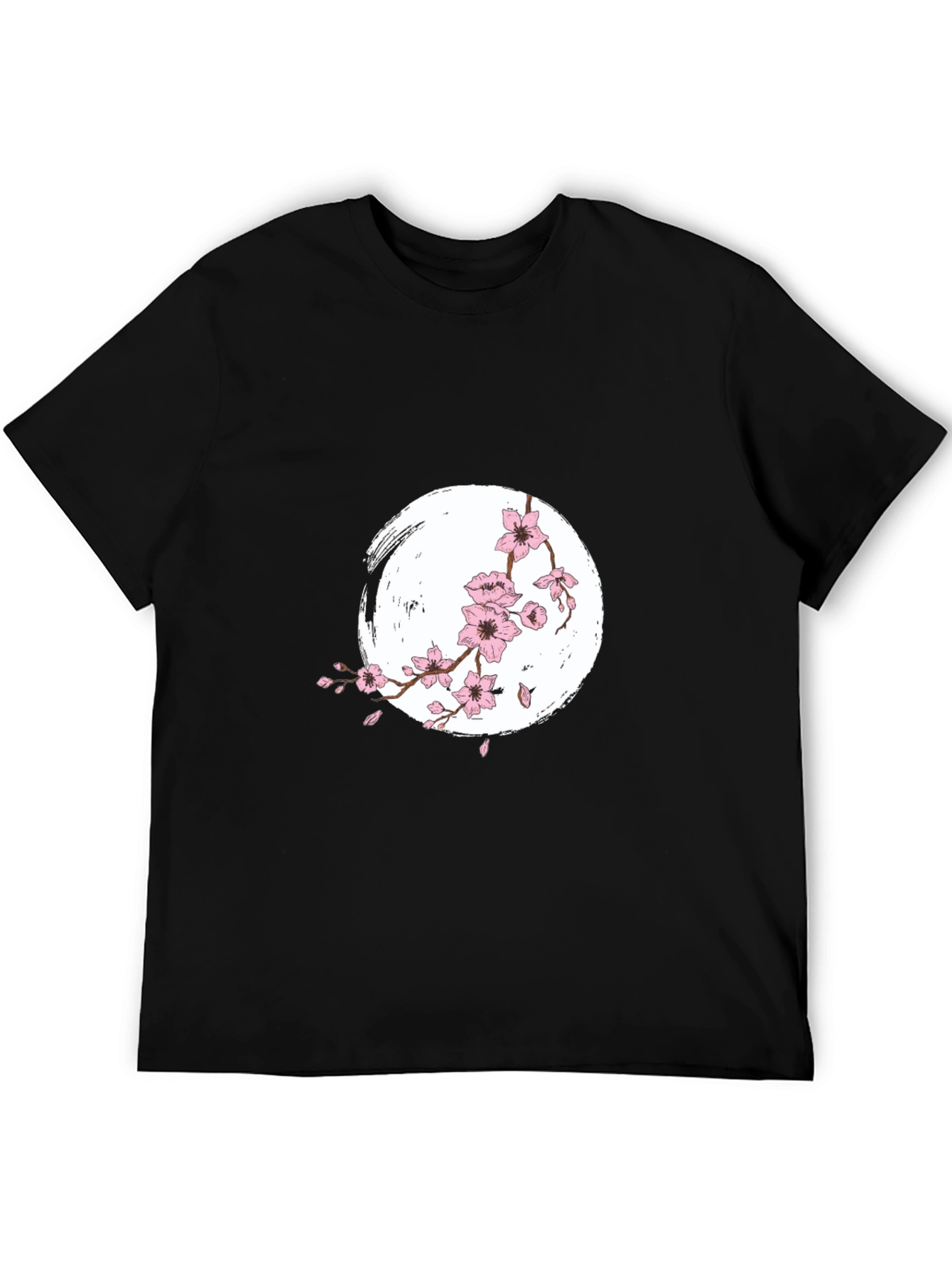 Sakura Blossom Graphic Tee - Black Cotton Shirt