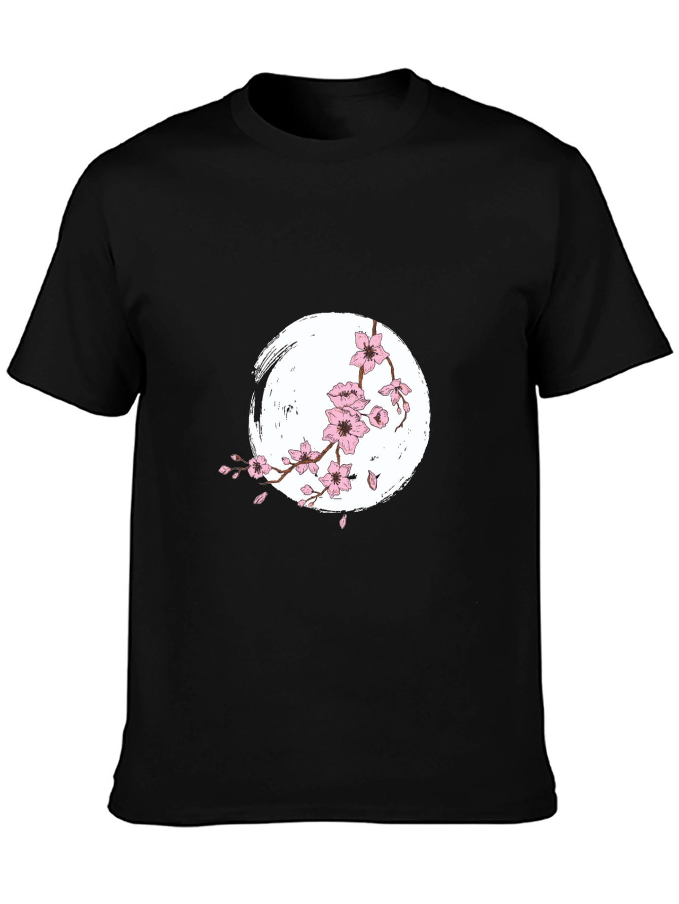 Sakura Blossom Graphic Tee - Black Cotton Shirt