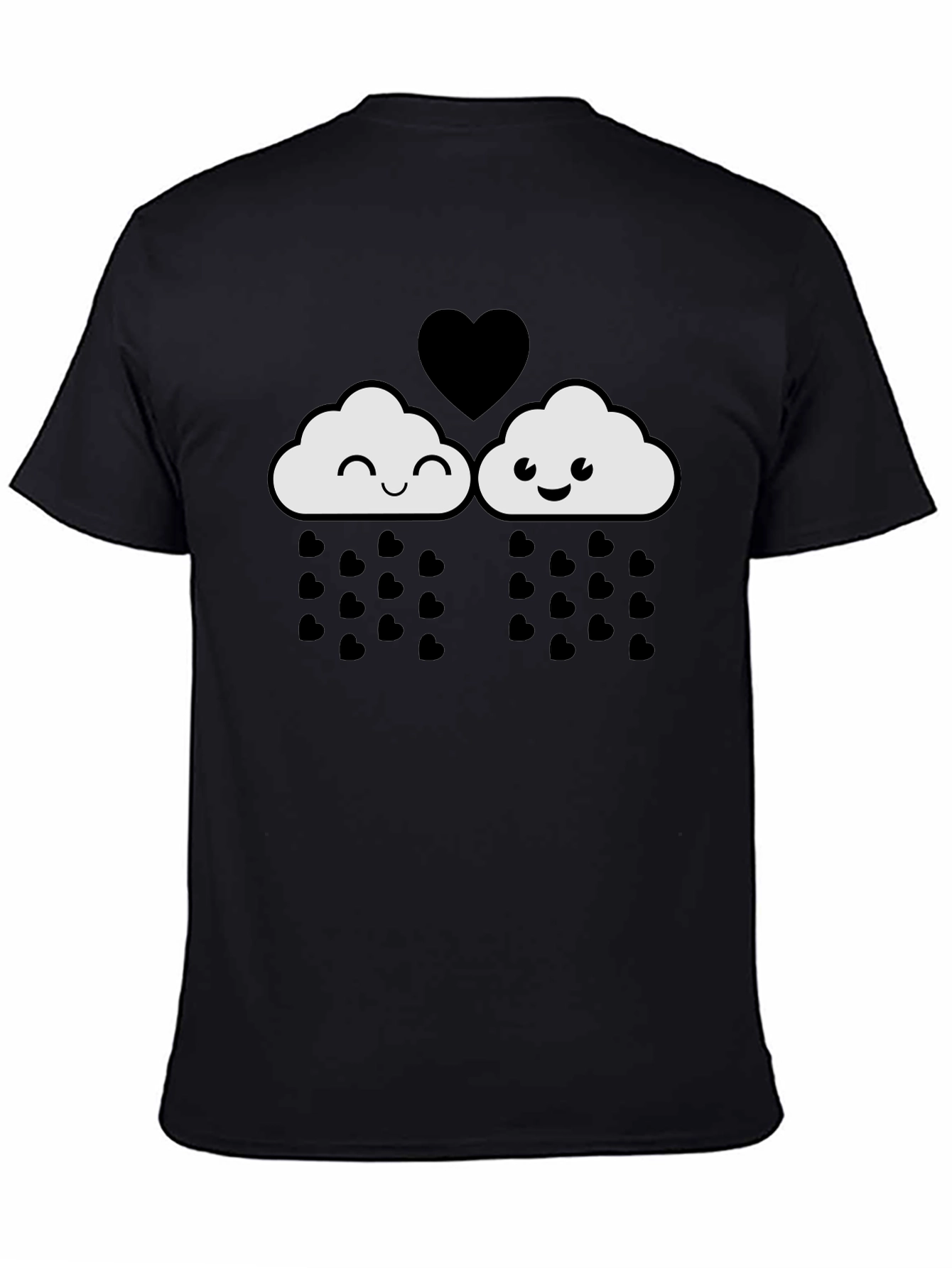 Cute Cloud Heart Rain Graphic T-Shirt