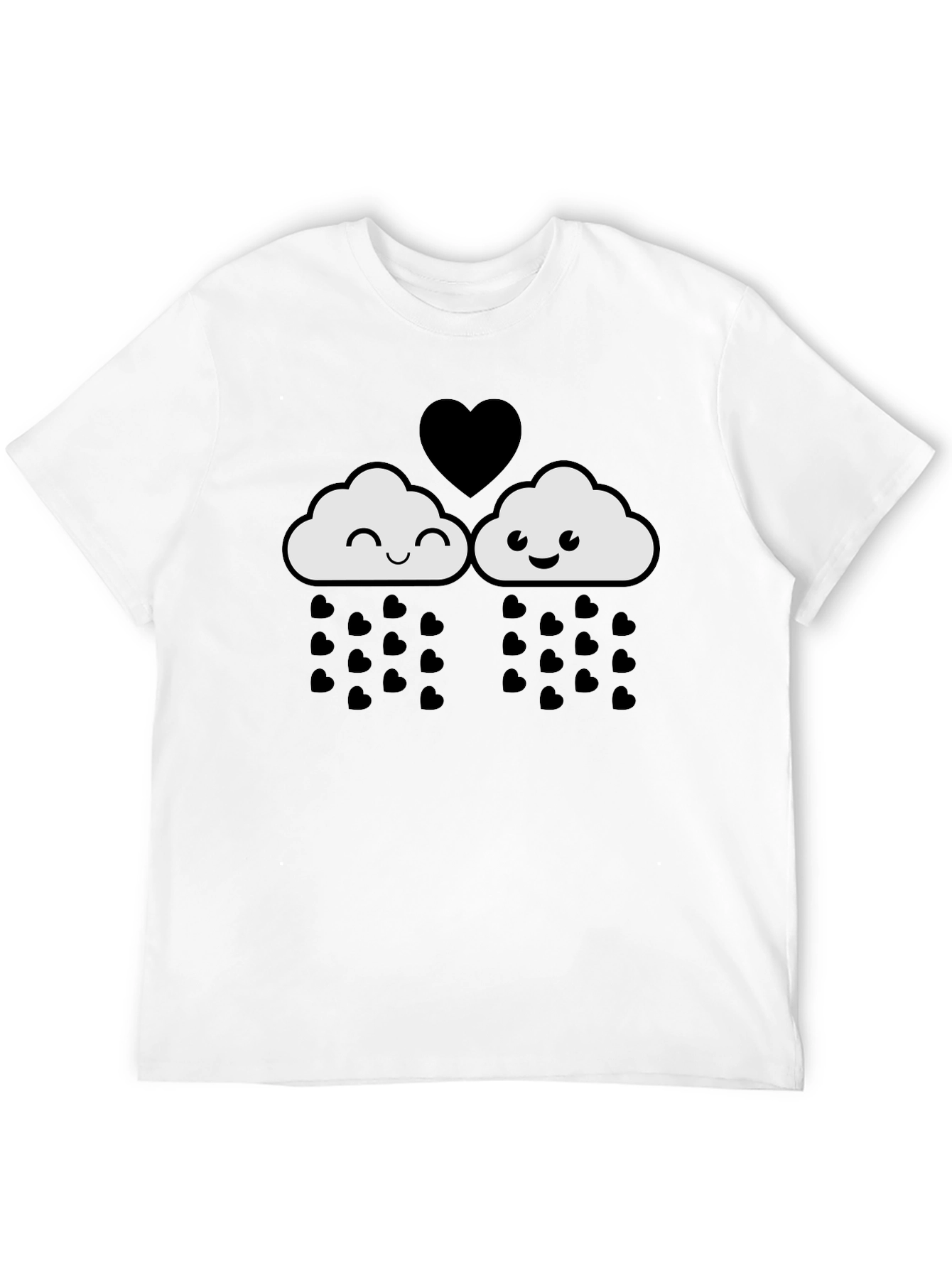 Cute Cloud Heart Rain Graphic T-Shirt
