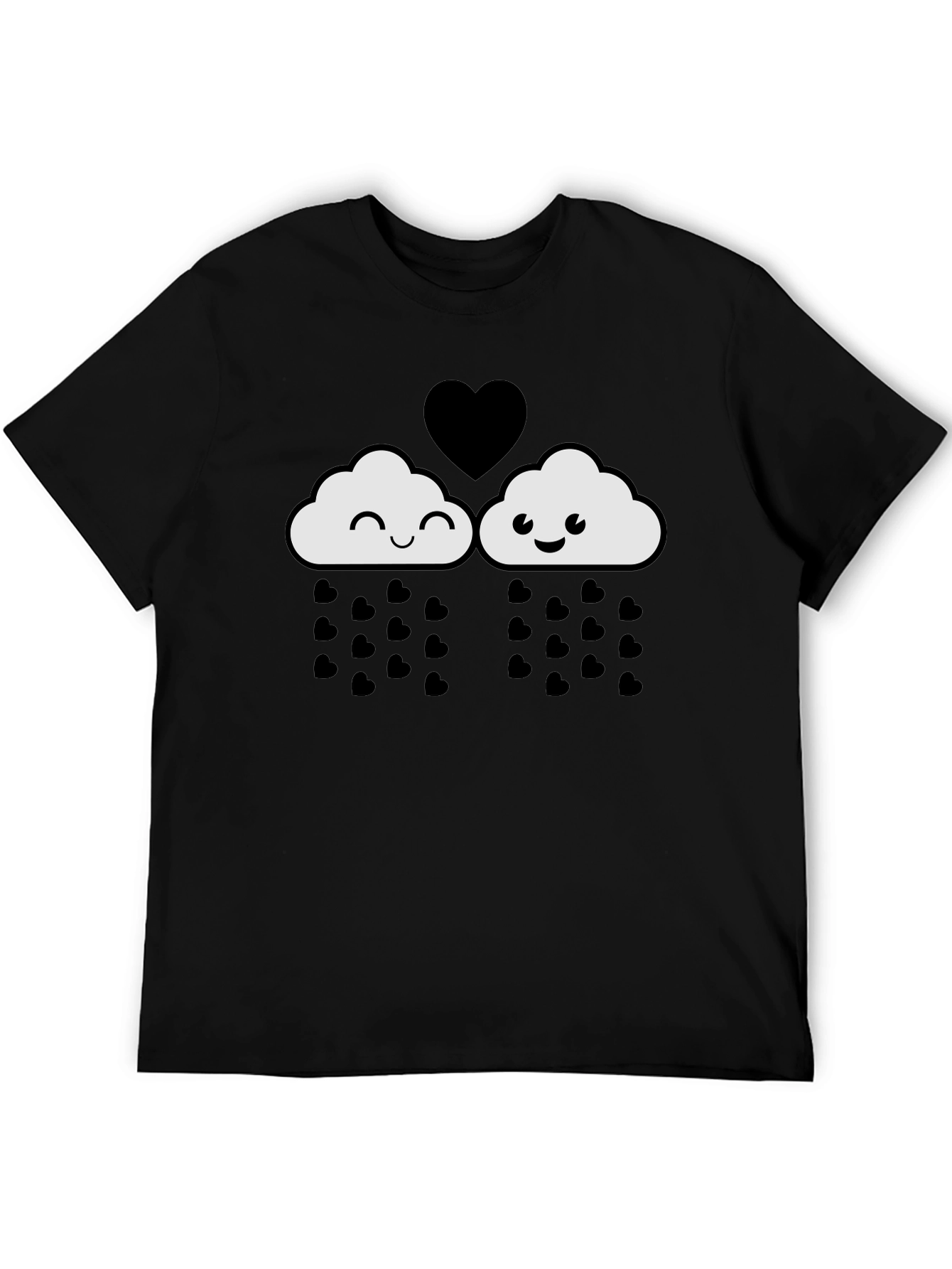 Cute Cloud Heart Rain Graphic T-Shirt