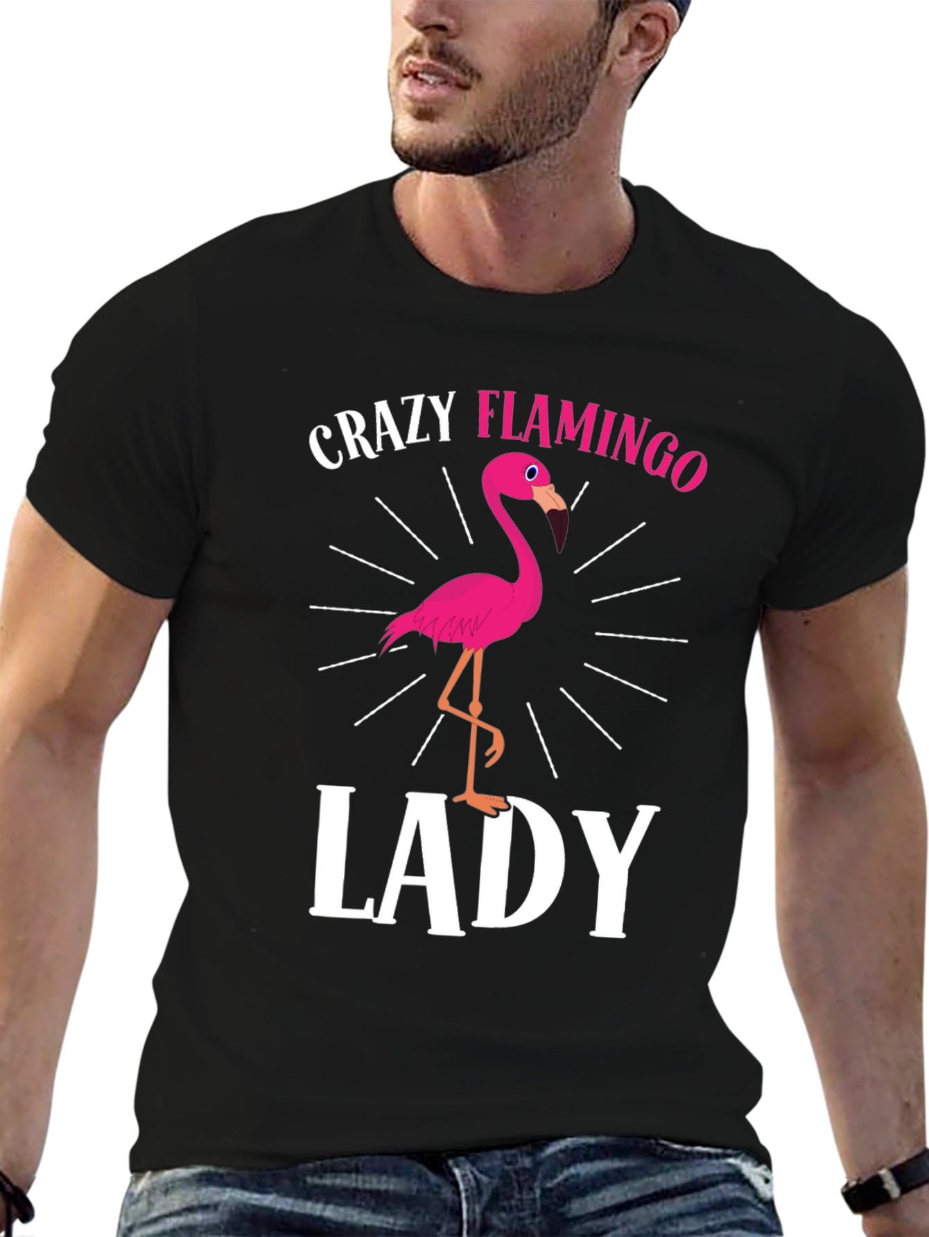 Crazy Flamingo Lady T-Shirt - Novelty Graphic Tee
