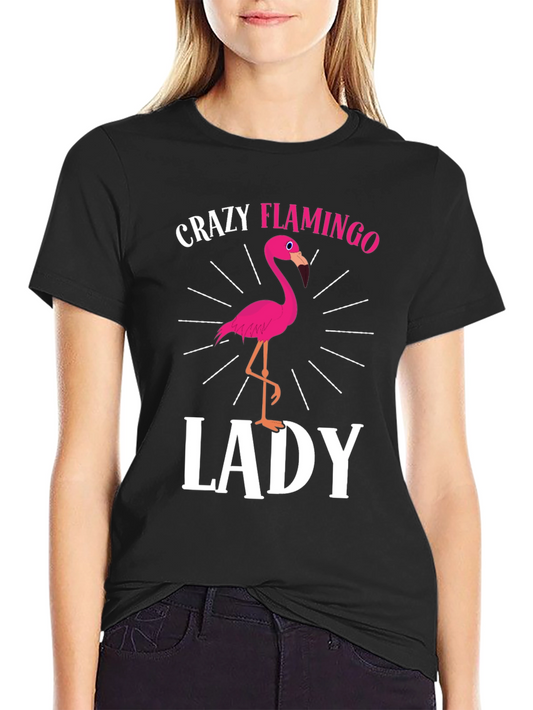 Crazy Flamingo Lady T-Shirt - Novelty Graphic Tee