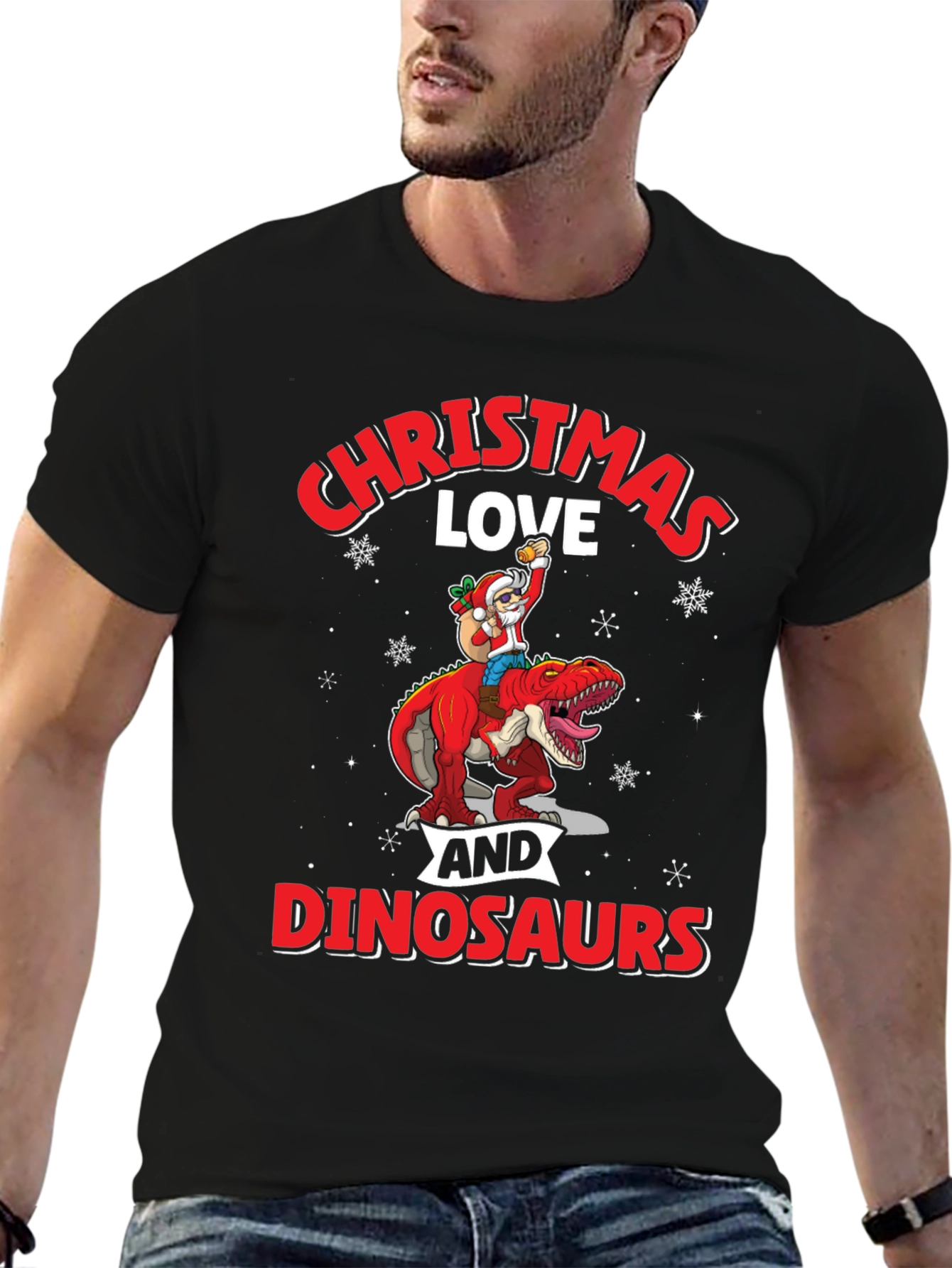Christmas Love Dinosaurs Graphic T-Shirt