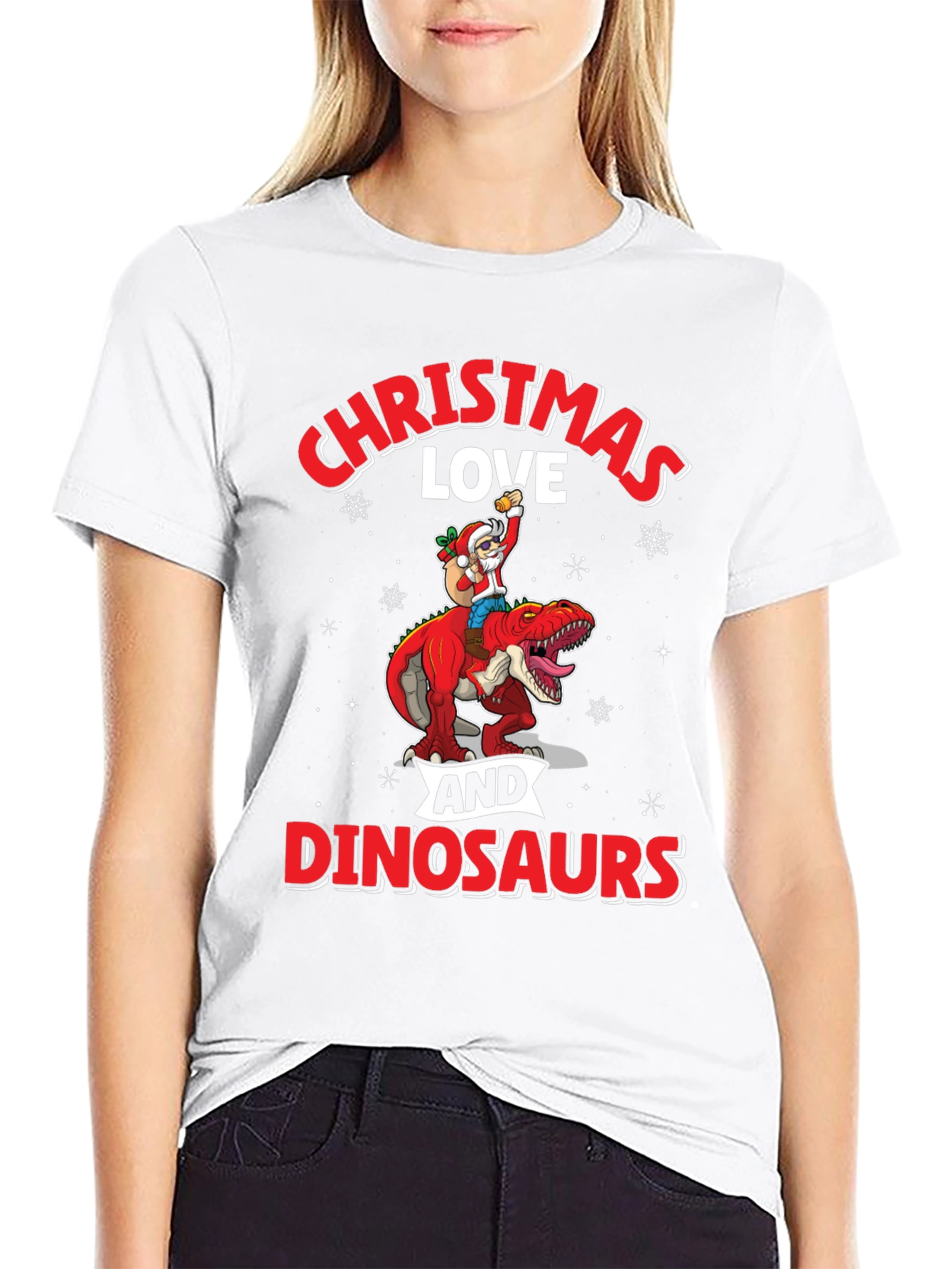 Christmas Love Dinosaurs Graphic T-Shirt