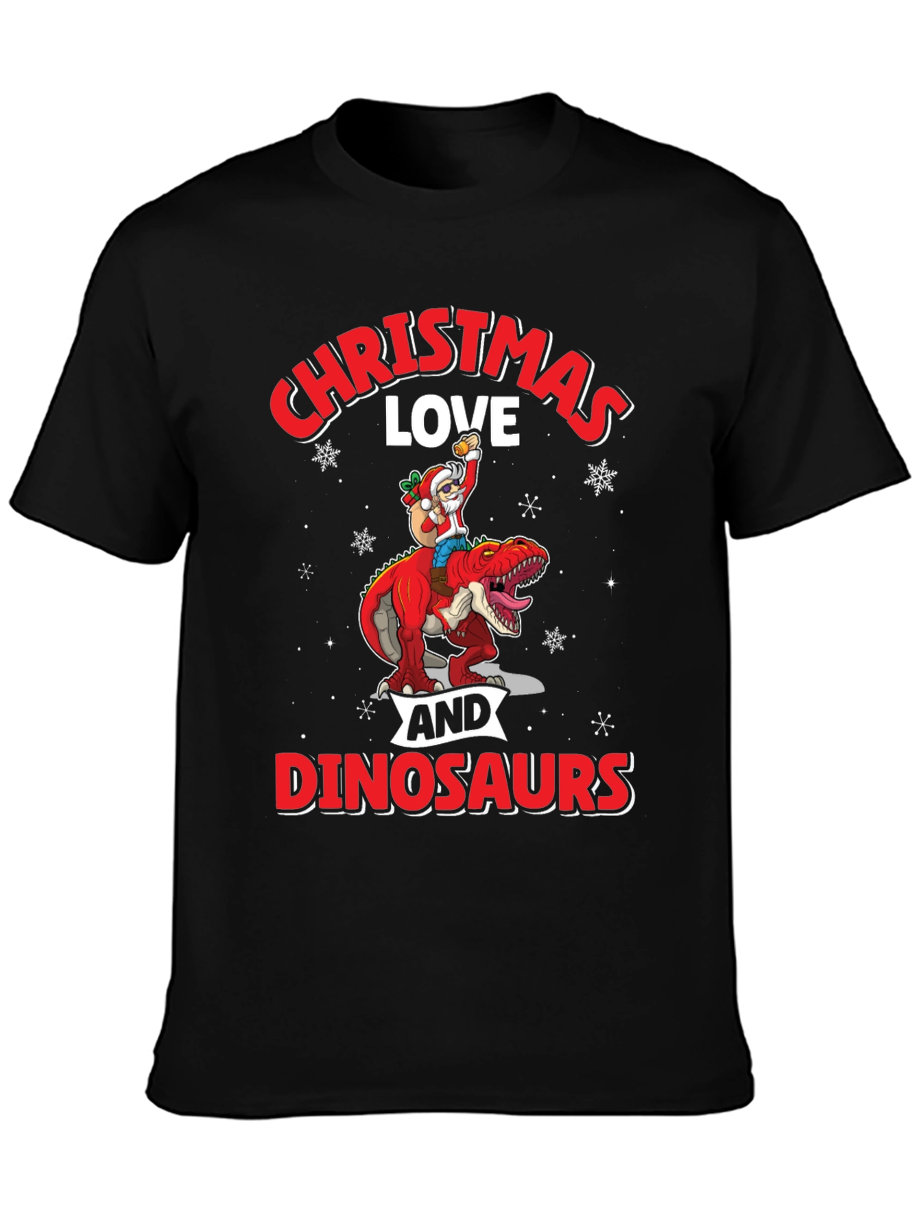 Christmas Love Dinosaurs Graphic T-Shirt
