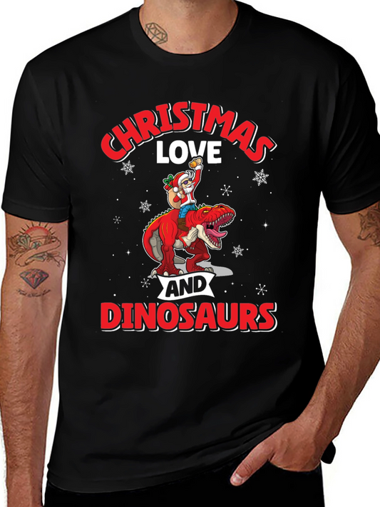 Christmas Love Dinosaurs Graphic T-Shirt
