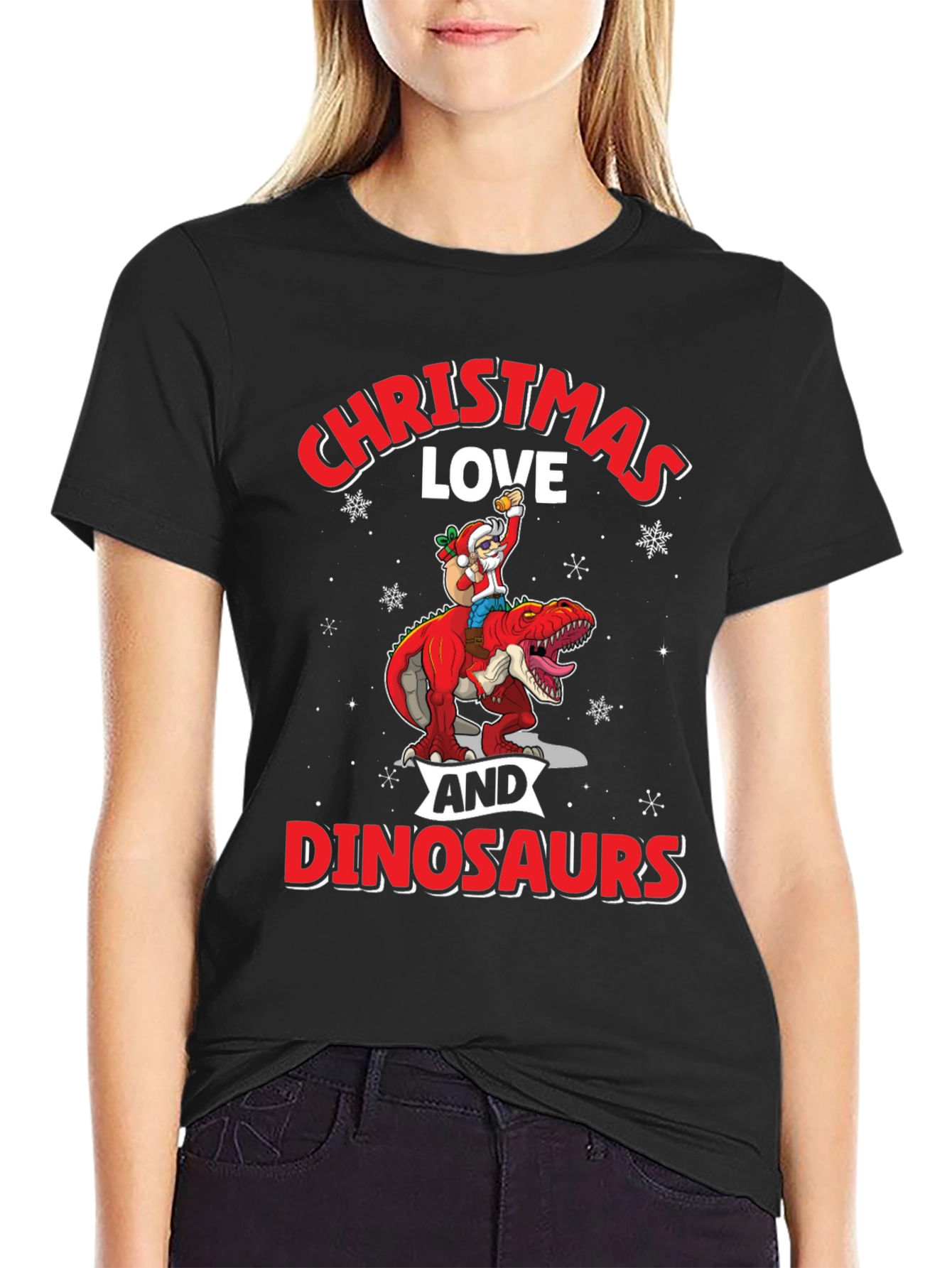 Christmas Love Dinosaurs Graphic T-Shirt