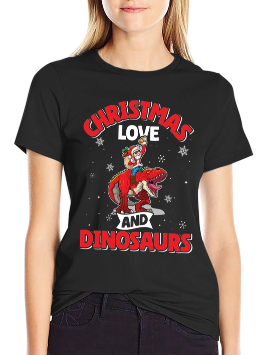 Christmas Love Dinosaurs Graphic T-Shirt