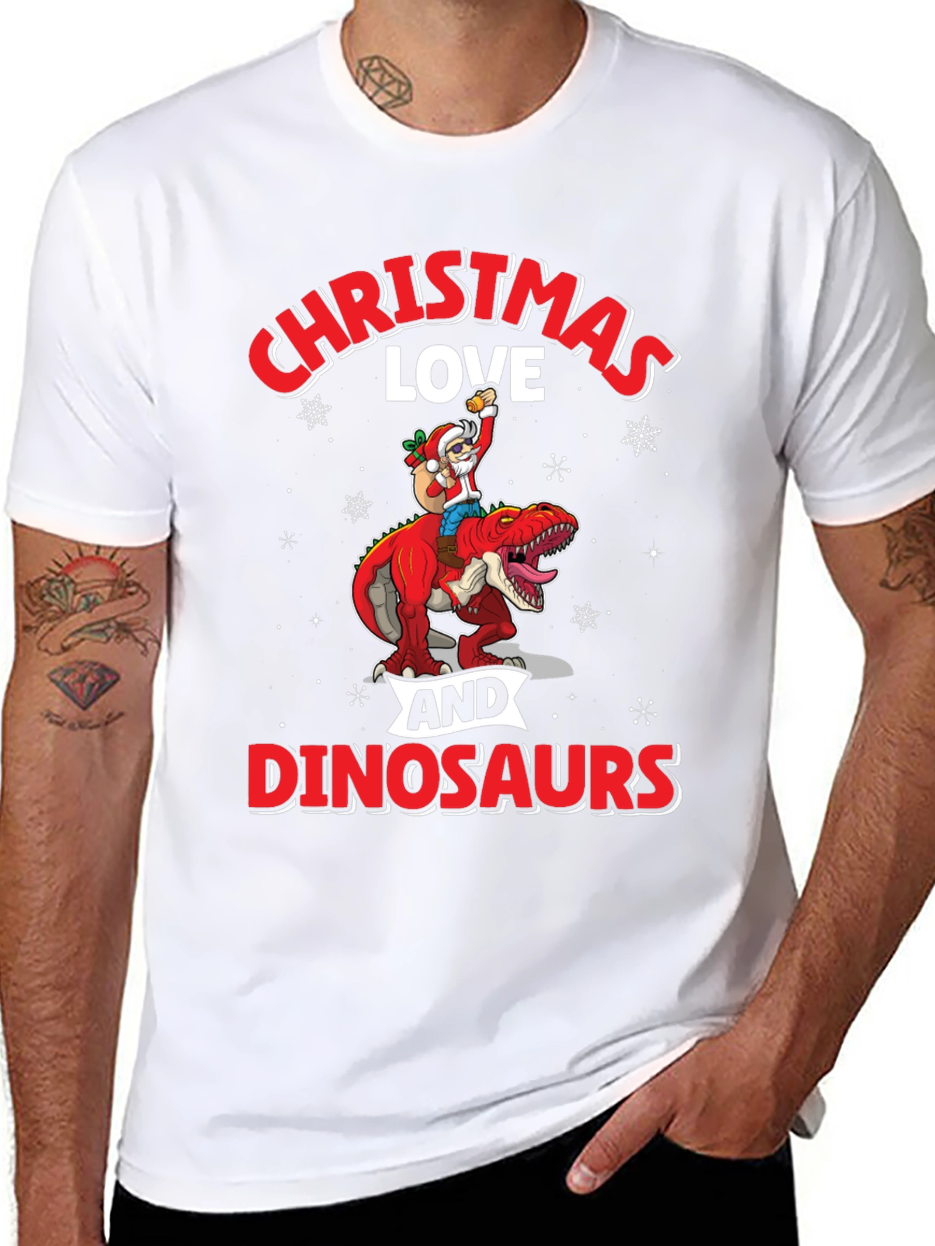 Christmas Love Dinosaurs Graphic T-Shirt