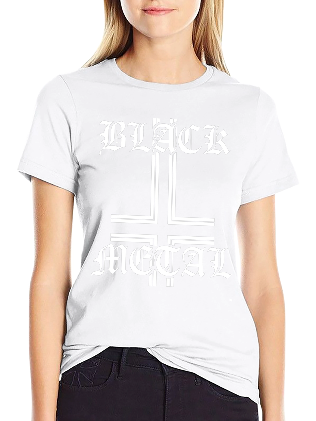 Black Metal T-Shirt Inverted Cross Gothic Font