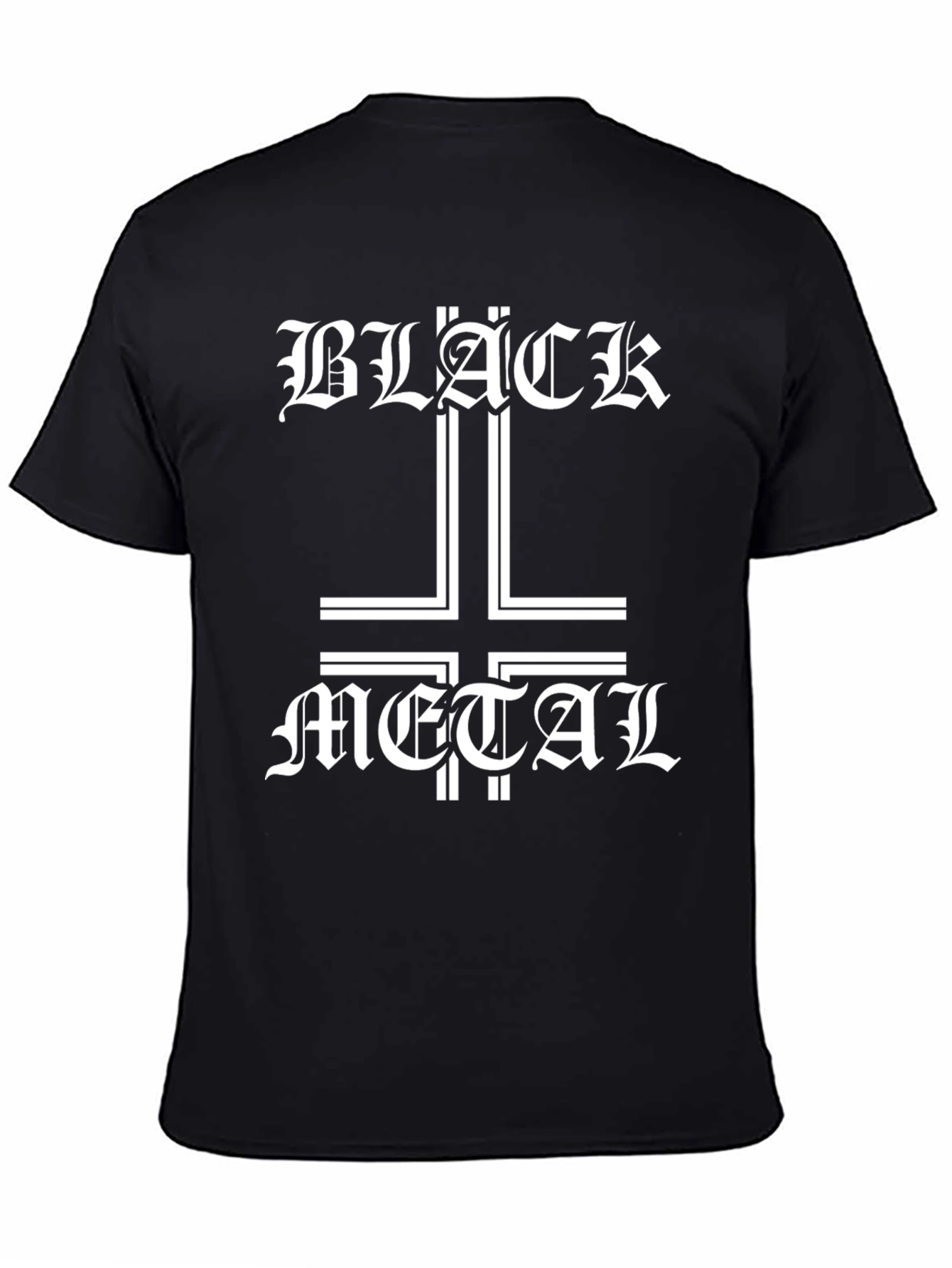 Black Metal T-Shirt Inverted Cross Gothic Font