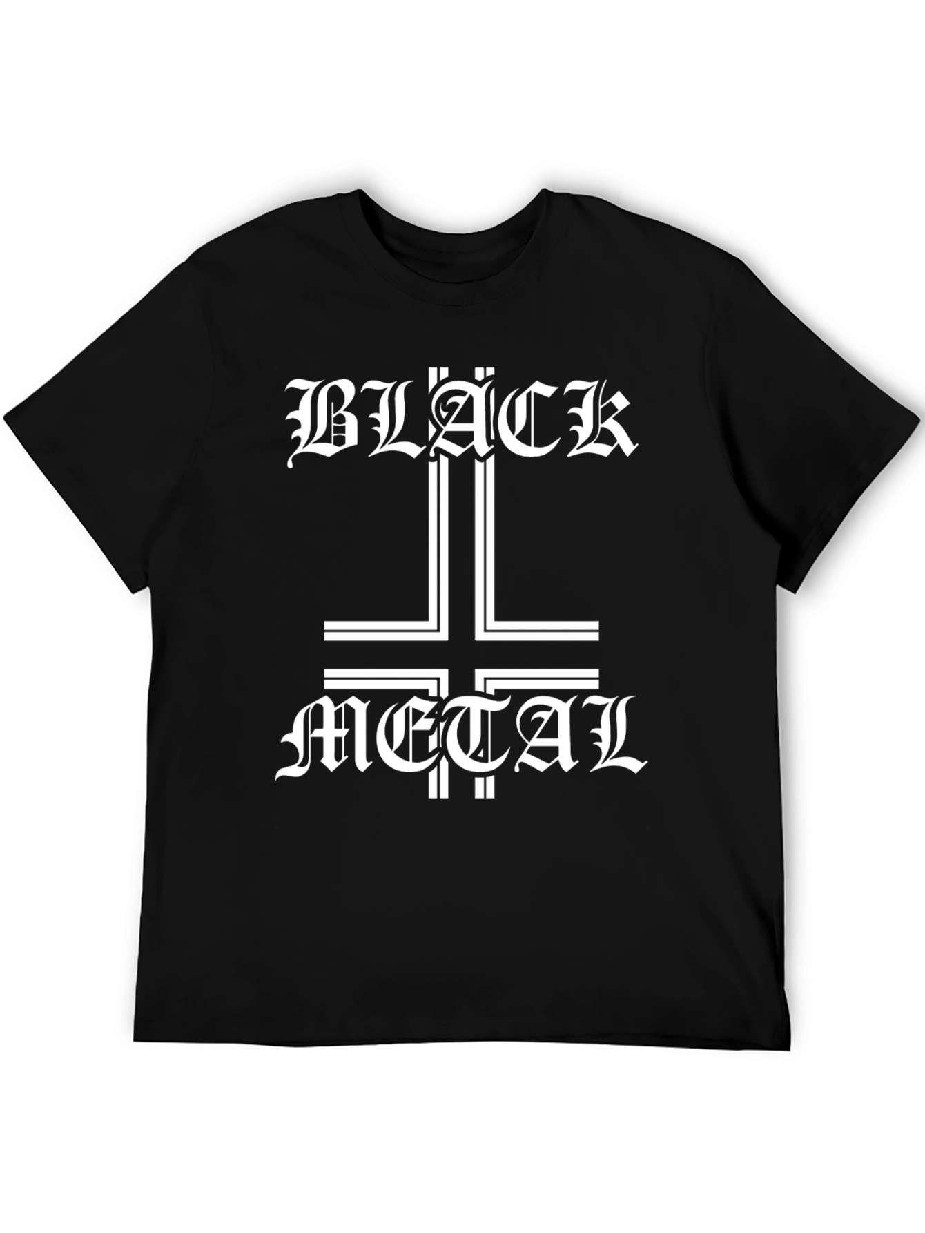Black Metal T-Shirt Inverted Cross Gothic Font