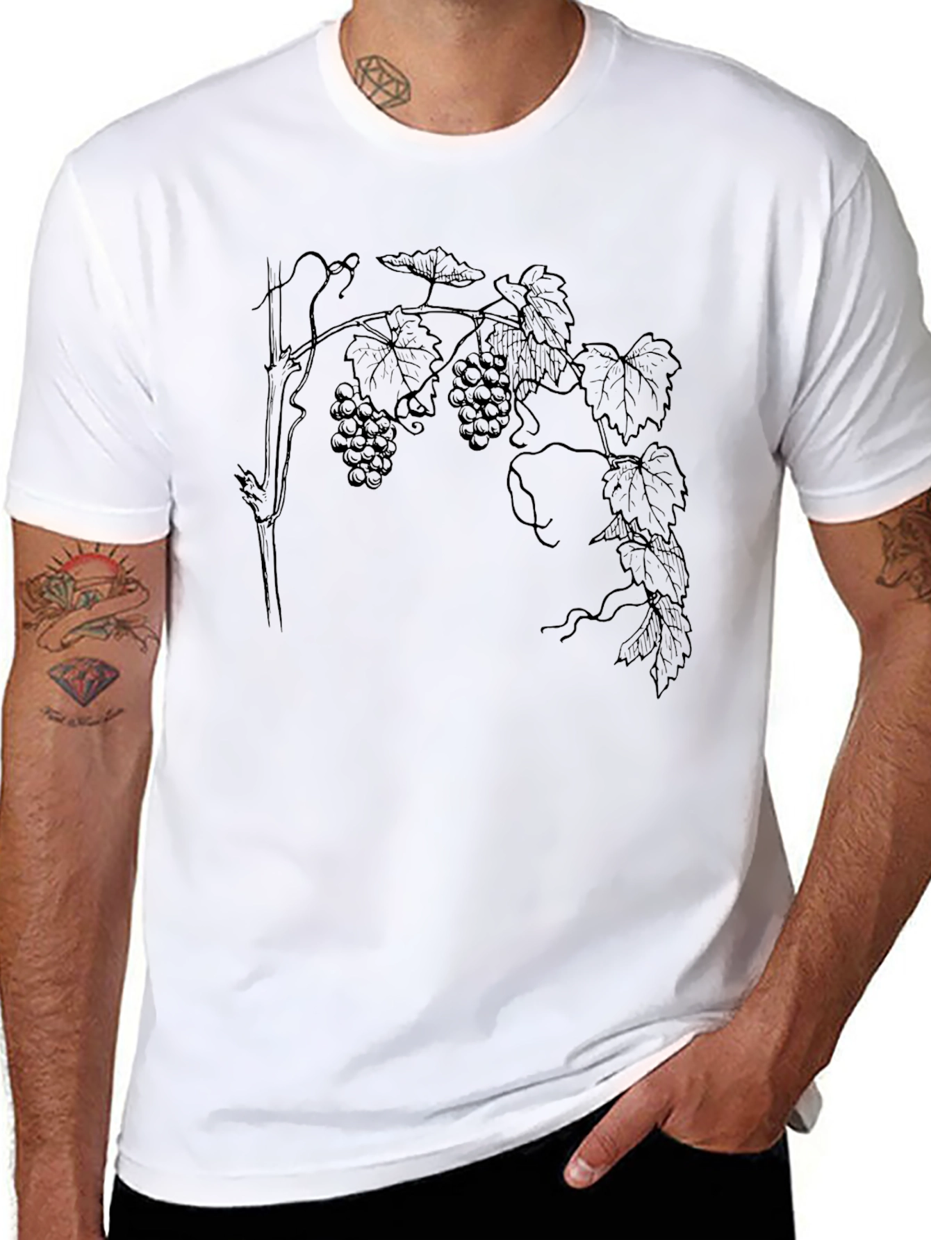 Grapes Print Tee - Classic Black T-Shirt